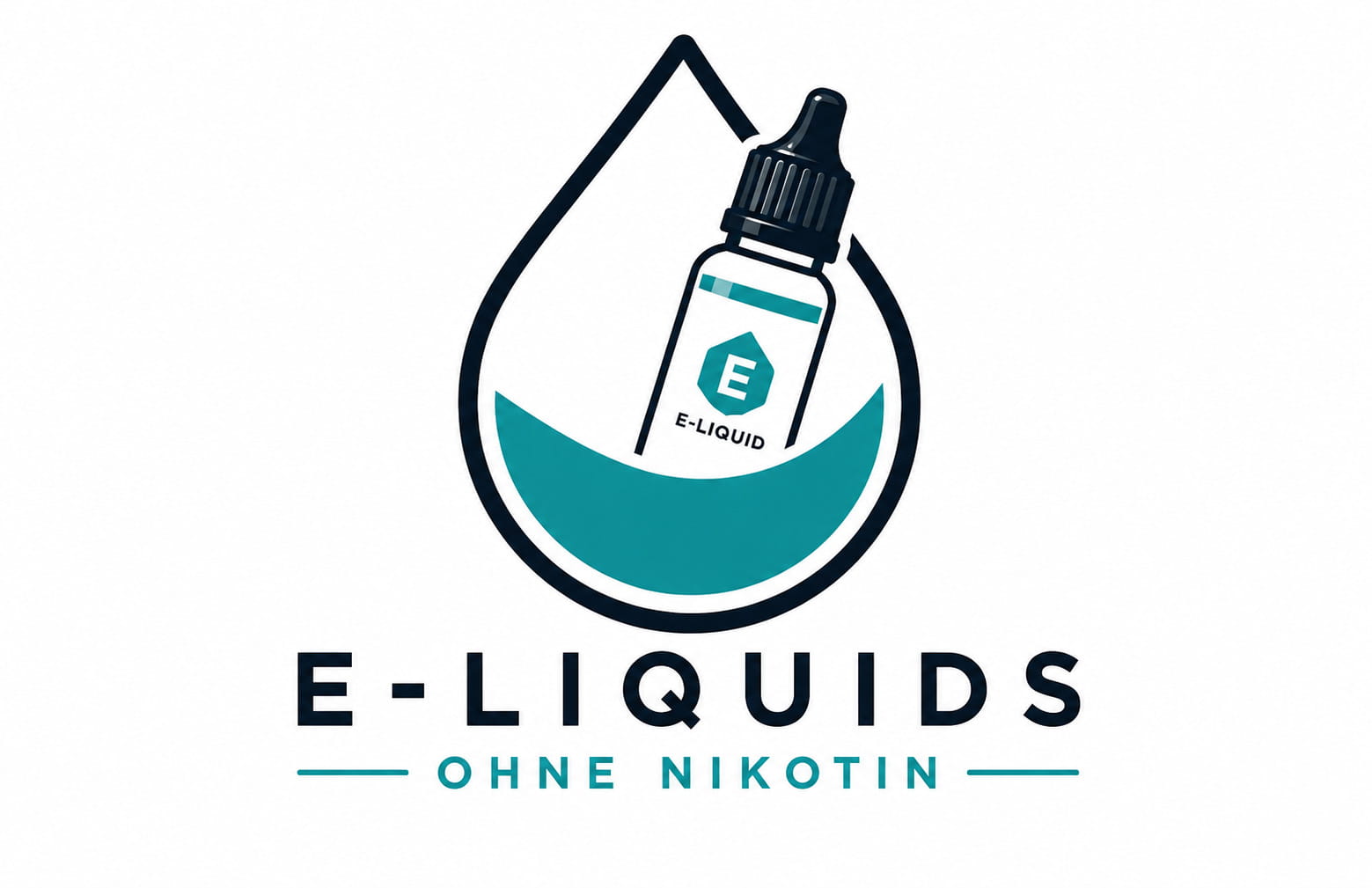 Liquid ohne Nikotin Logo mit E-Liquid-Flasche in Tropfenform