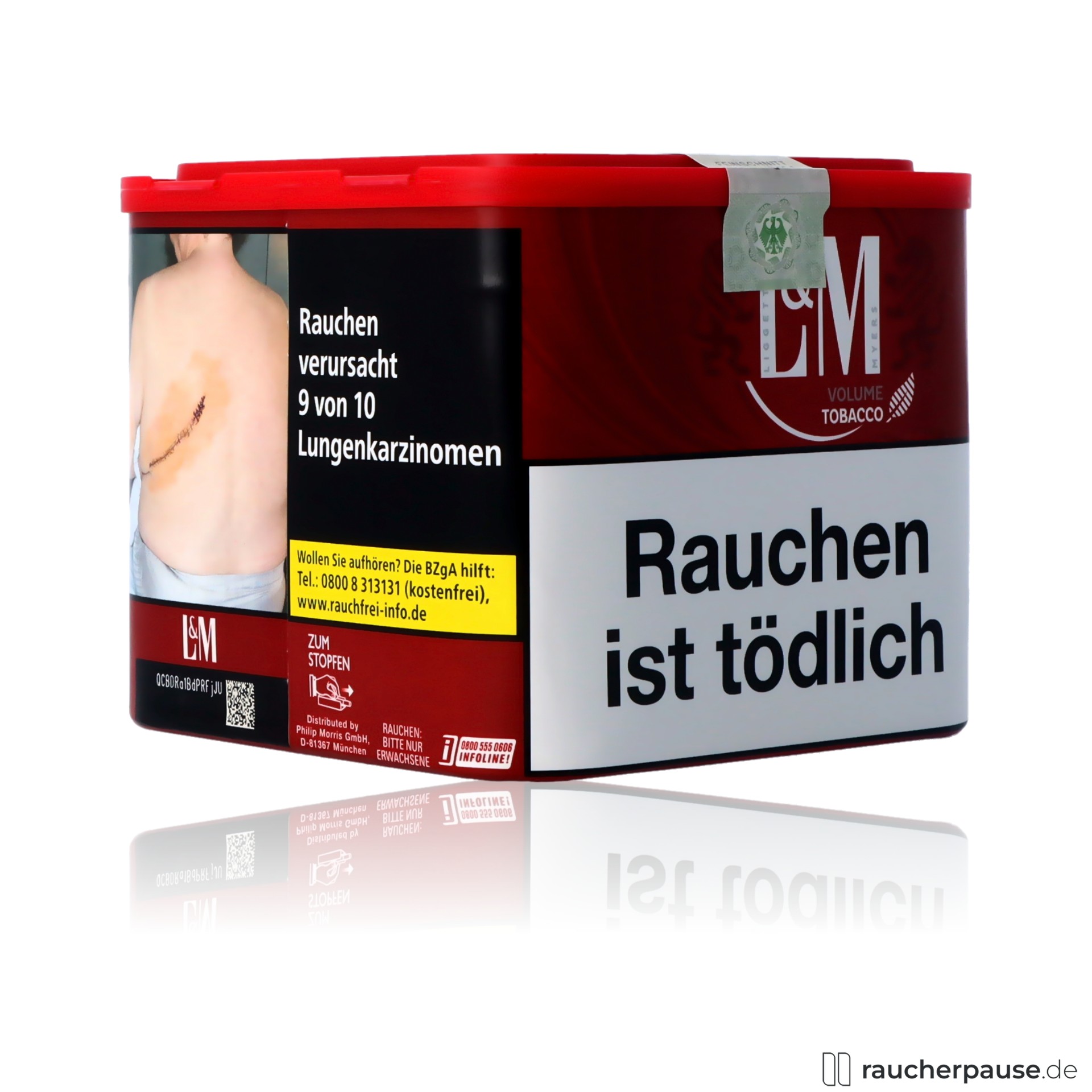 lm red l volumentabak 39g dose american blend wuerziges aroma , packshot vorderseite