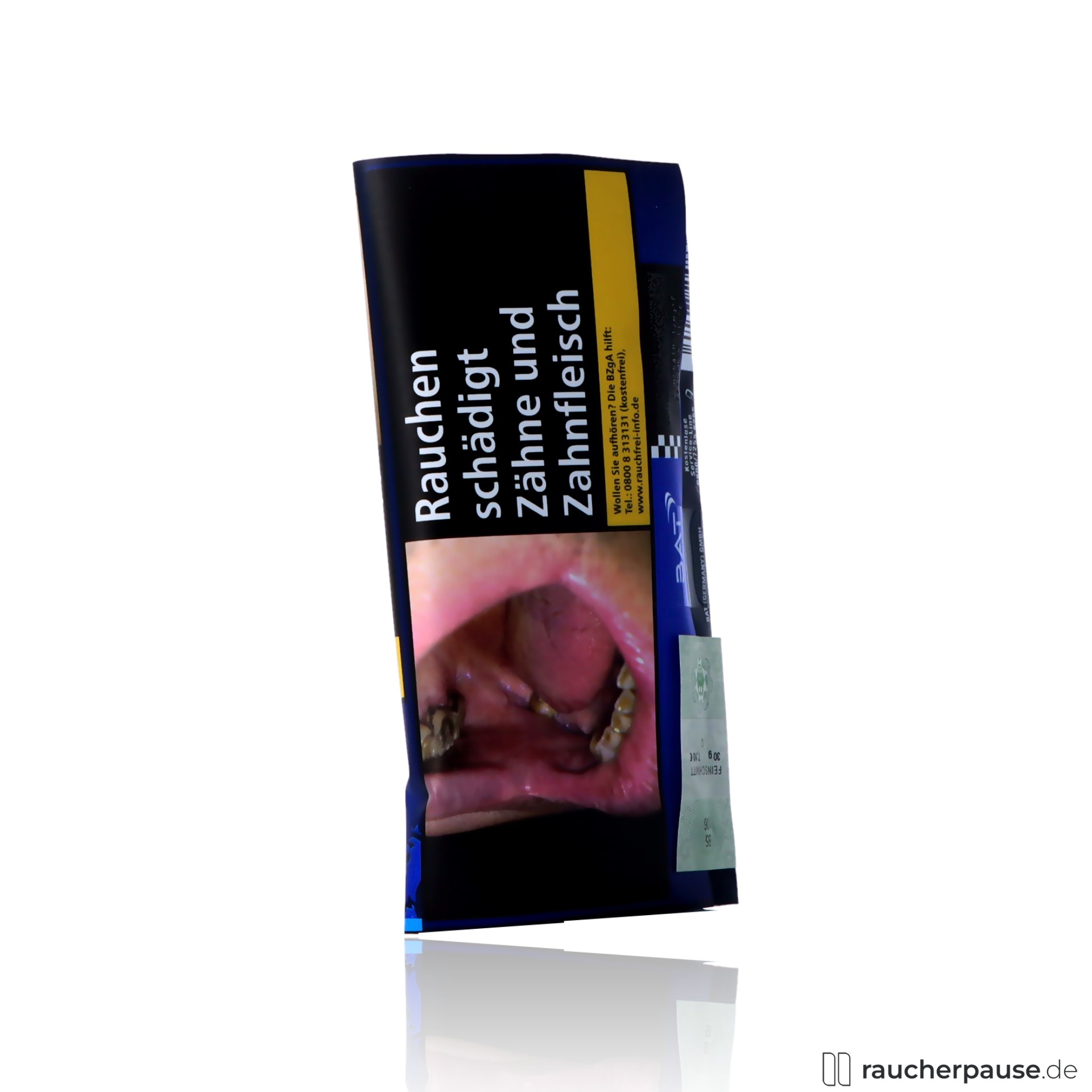 pall mall roll halfzware drehtabak paeckchen mittelstark , packshot hinterseite