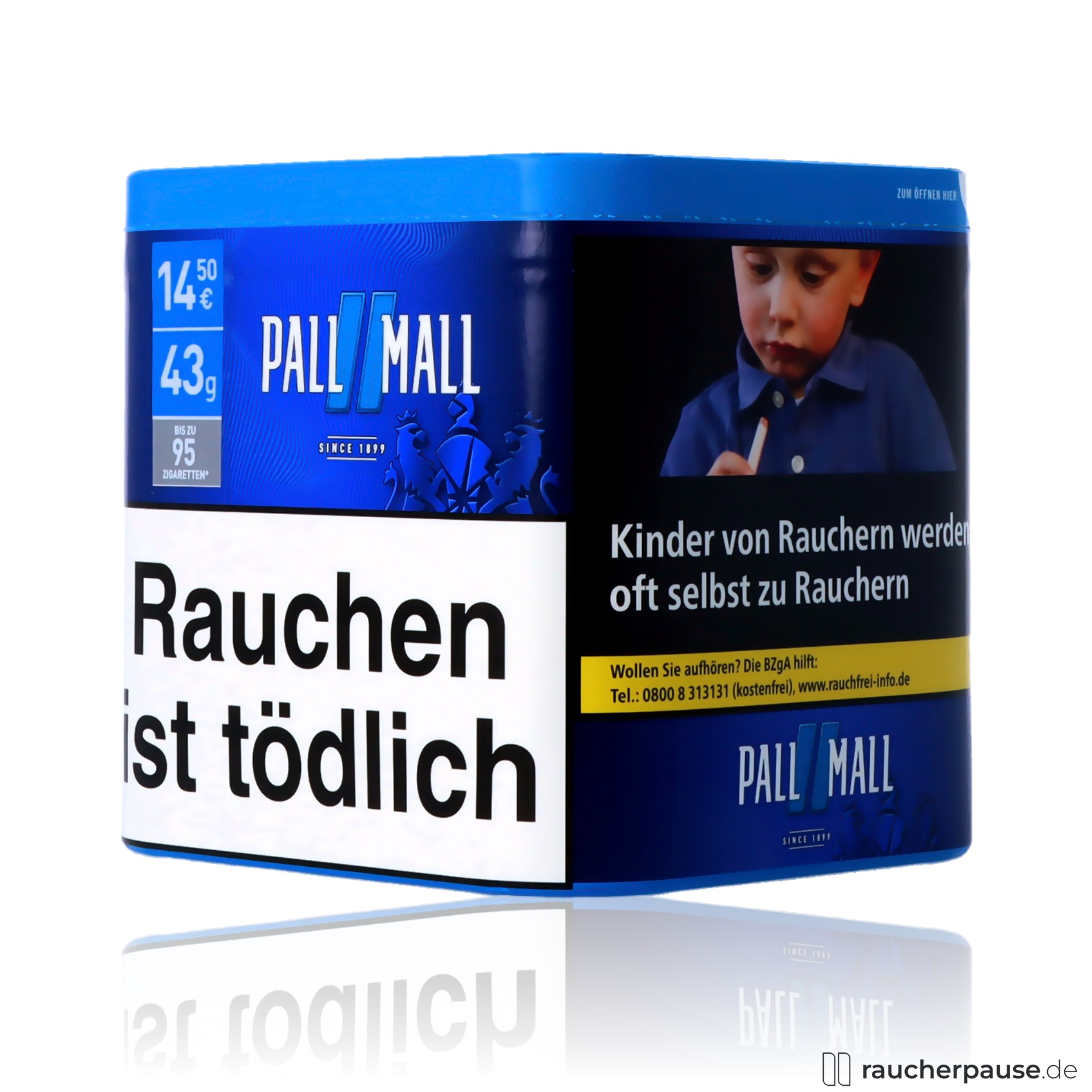 pall mall blau volumentabak 43g dose american blend geringe staerke , packshot vorderseite