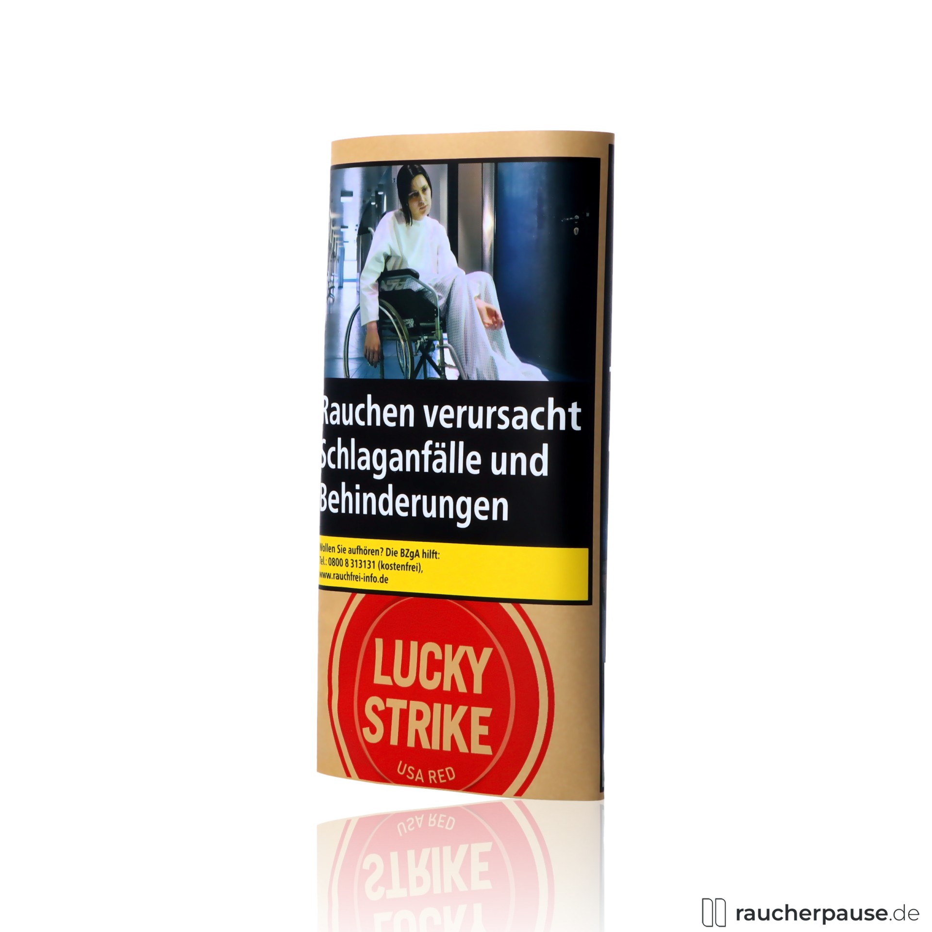lucky strike origins usa red 30g pouch feinschnitt ohne zusaetze , packshot vorderseite