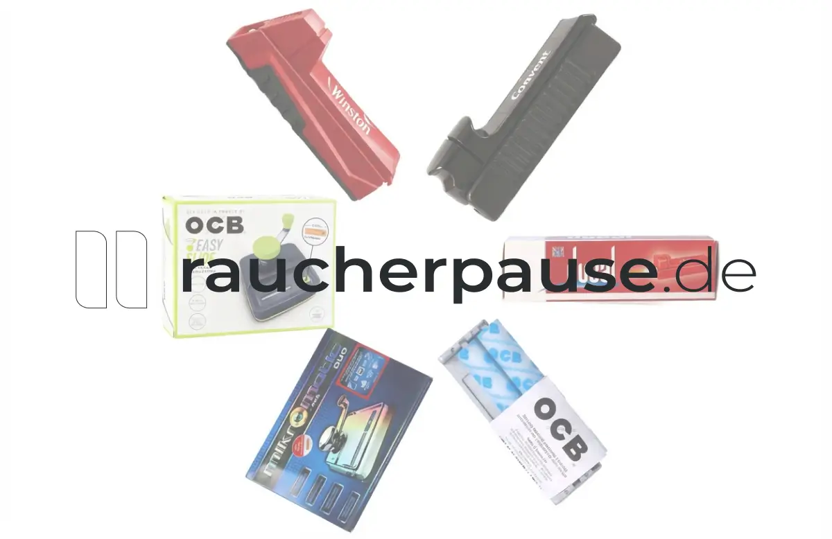 Verschiedenste Stopfgeraete angeordnet auf einem weißen Hintergrund in einer Kreisform