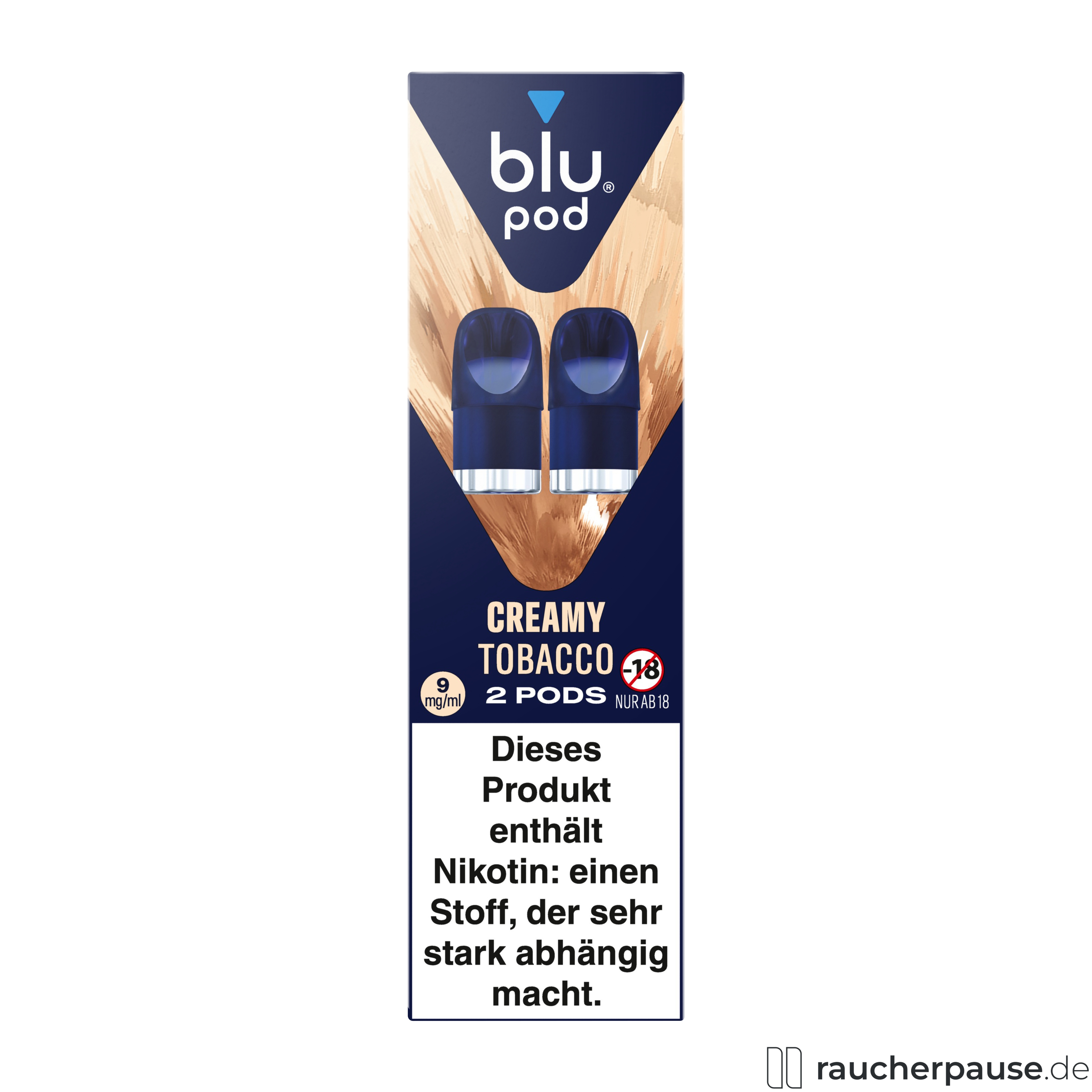 Blu Pod Creamy Tobacco 18mg/ml Nikotin | 2 Pods | Kompatibel mit Blu Bar Kit E-Zigarette blu, blu pod creamy tobacco , packshot vorderseite