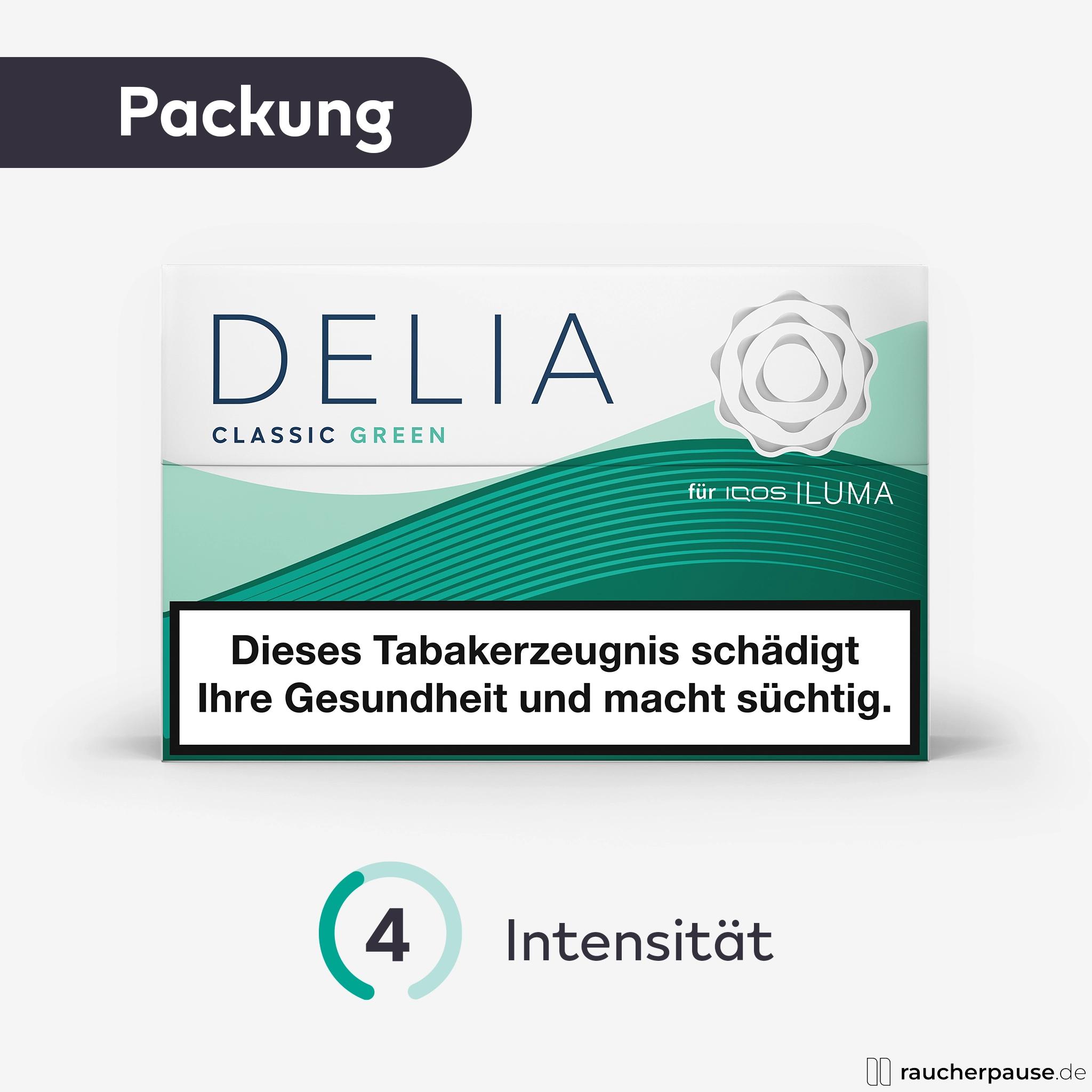 DELIA Classic Green Tabaksticks | IQOS ILUMA kompatibel | 20 Stück | Mentholaroma
