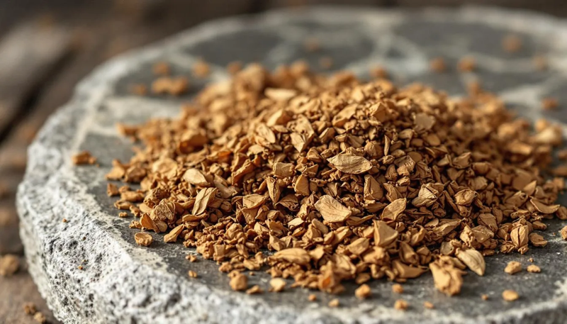 Bild von losem Tabak auf einer Steinplatte