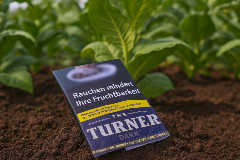 Turner Tabak in einem Tabakfeld mit Tabakpflanze im Hintergrund