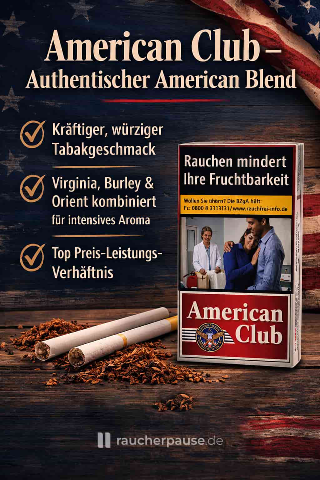 American Club Zigaretten American Blend – kräftiger Geschmack und gutes Preis-Leistungs-Verhältnis