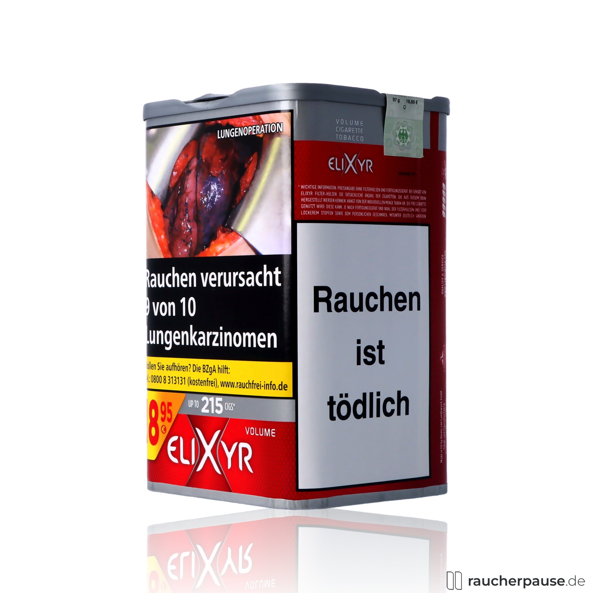 elixyr rot volumentabak 97g dose kraeftig wuerzig american blend , packshot vorderseite