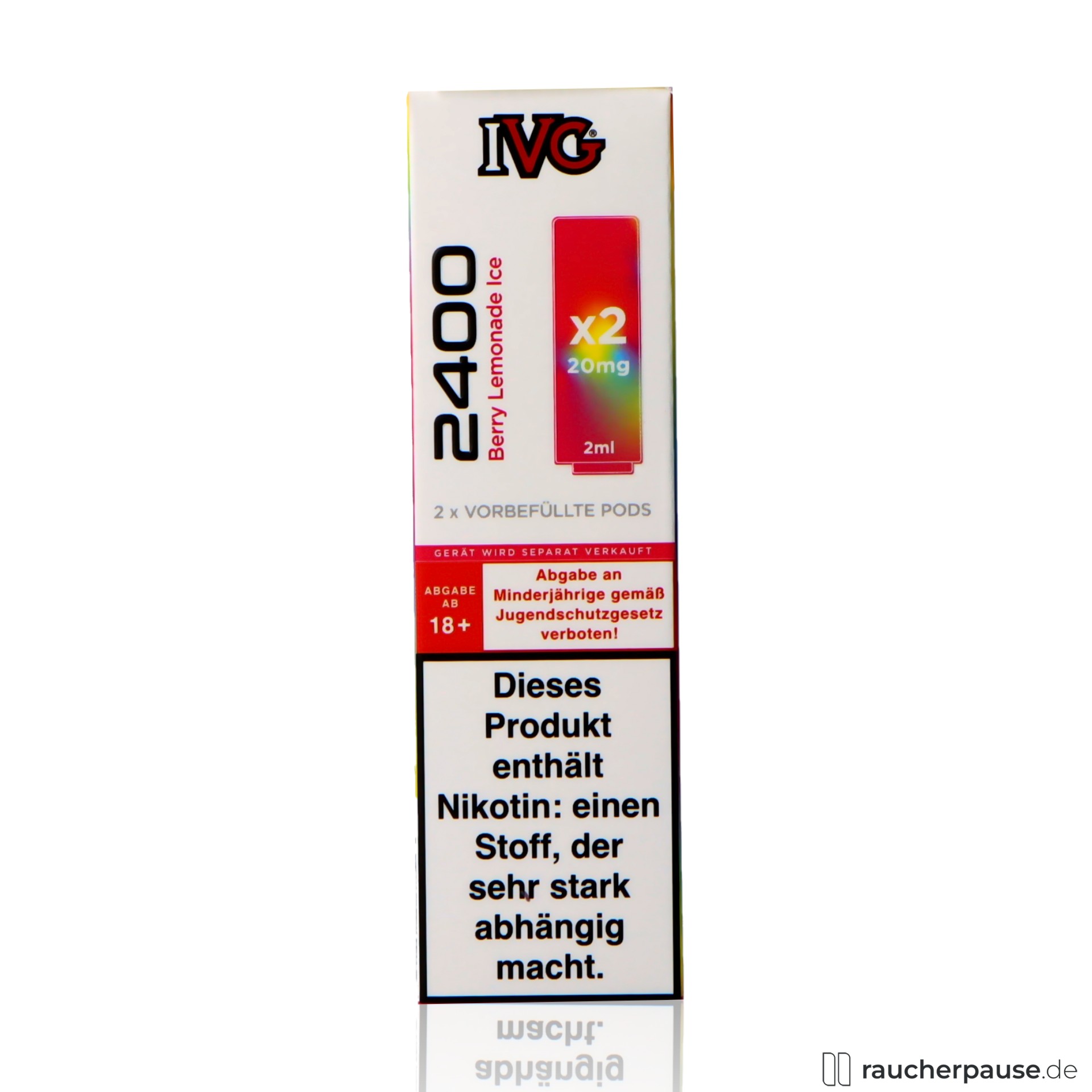 ivg, ivg prefilled pods berry lemonade ice ml nikotin beeren zitrone , packshot hinterseite