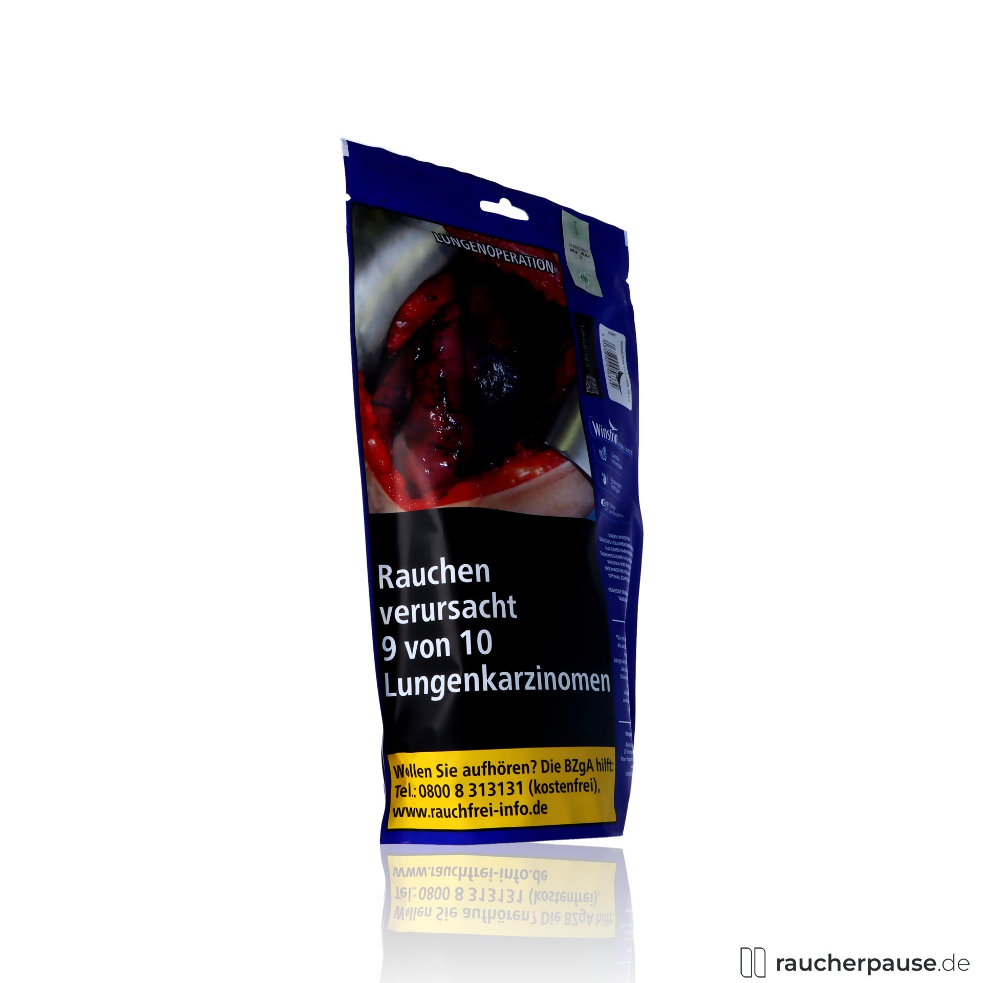 winston blue volumentabak zip beutel sanft wuerzig aroma , packshot seitlich