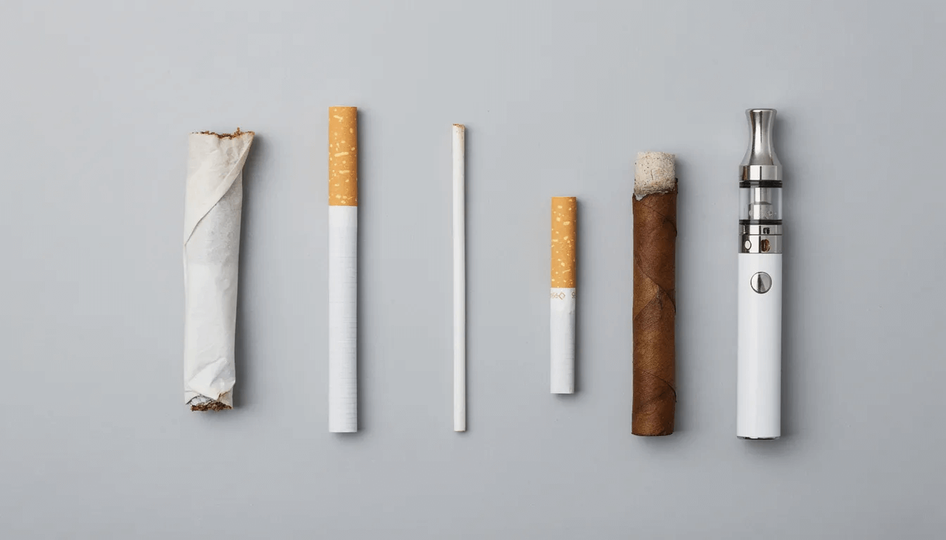 Verschiedene Formen von Zigarette mit grauem Hintergrund