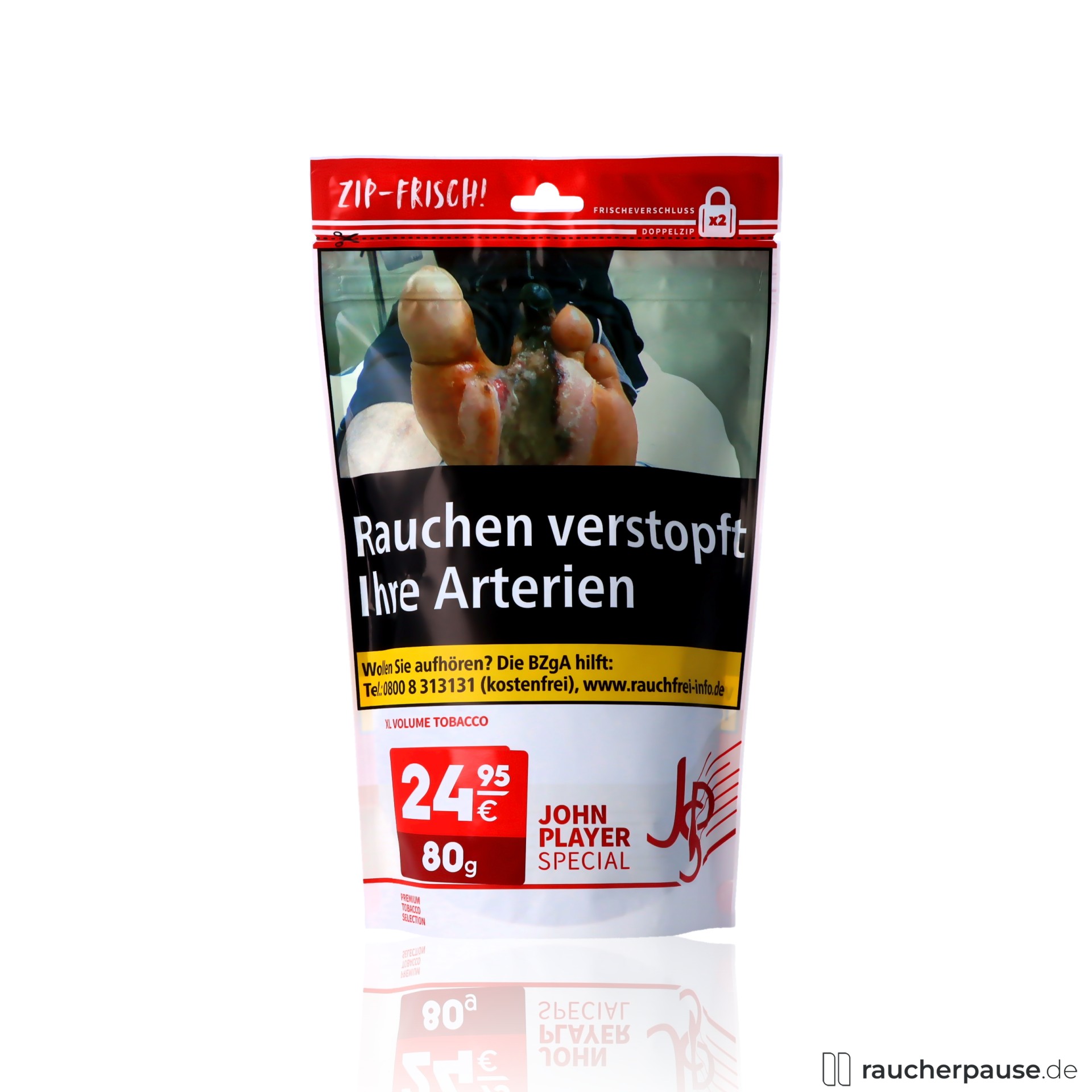 jps john player special xl red volumentabak zip beutel american blend , packshot vorderseite
