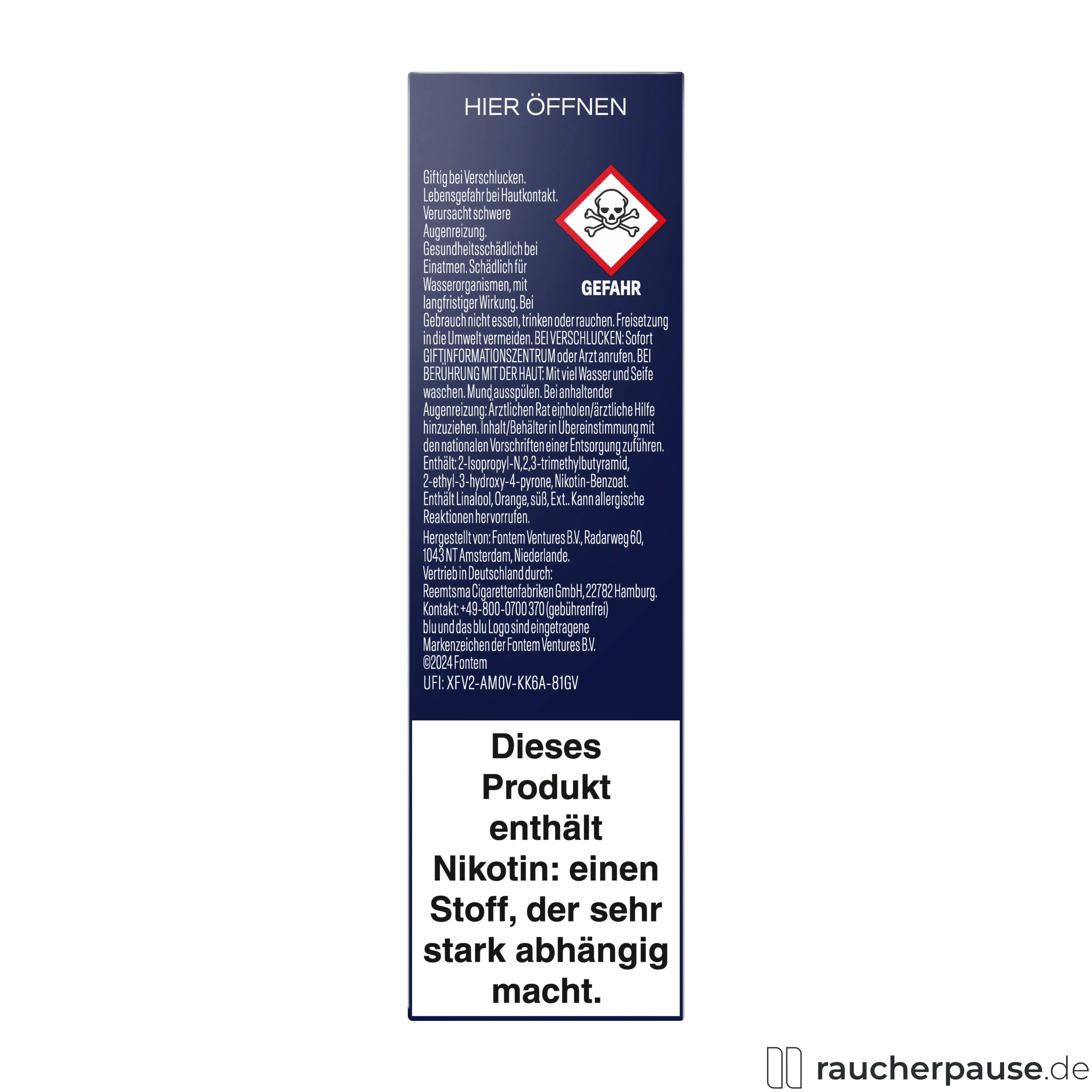 Blu Pod Berry Lemon Ice 18mg/ml Nikotin, 2 Pods, mit blauem Design und transparentem Gehäuse, kompatibel mit Blu Bar Kit E-Zigarette.