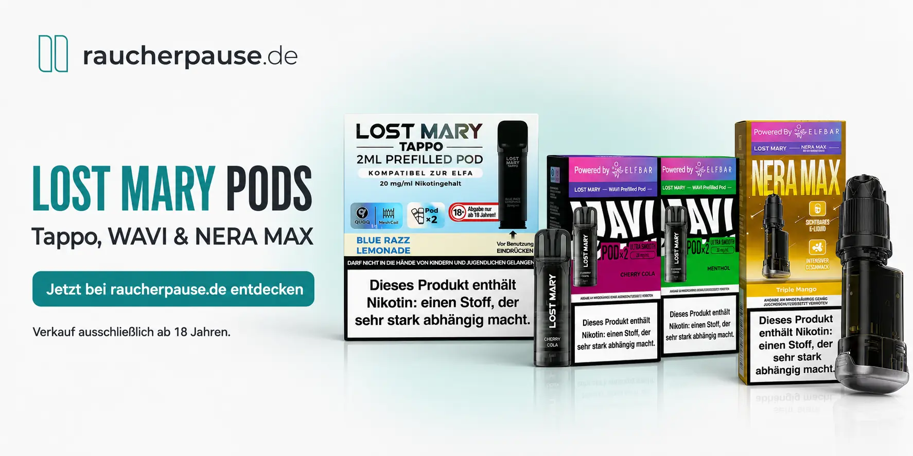 Lost Mary Pods von Tappo, WAVI und NERA MAX bei raucherpause.de entdecken