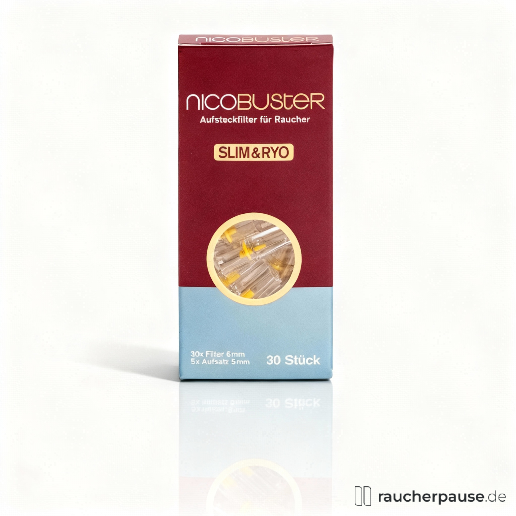 Nicobuster Slim & Ryo Aufsteckfilter | 30 Stück | Schadstoffreduktion für Zigaretten
