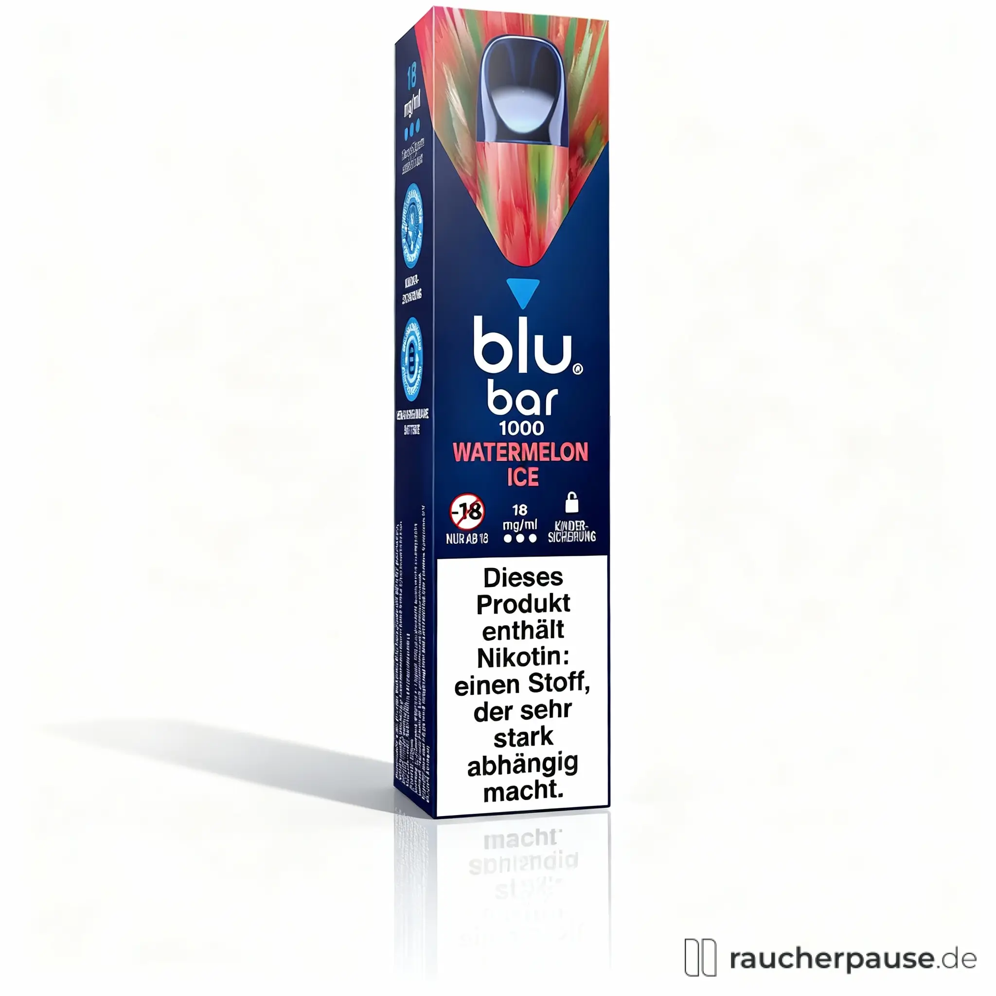 blu bar 1000 Einweg E-Zigarette Watermelon Ice | 18 mg Nikotin | Fruchtiger Genuss für unterwegs | Bis zu 1000 Züge