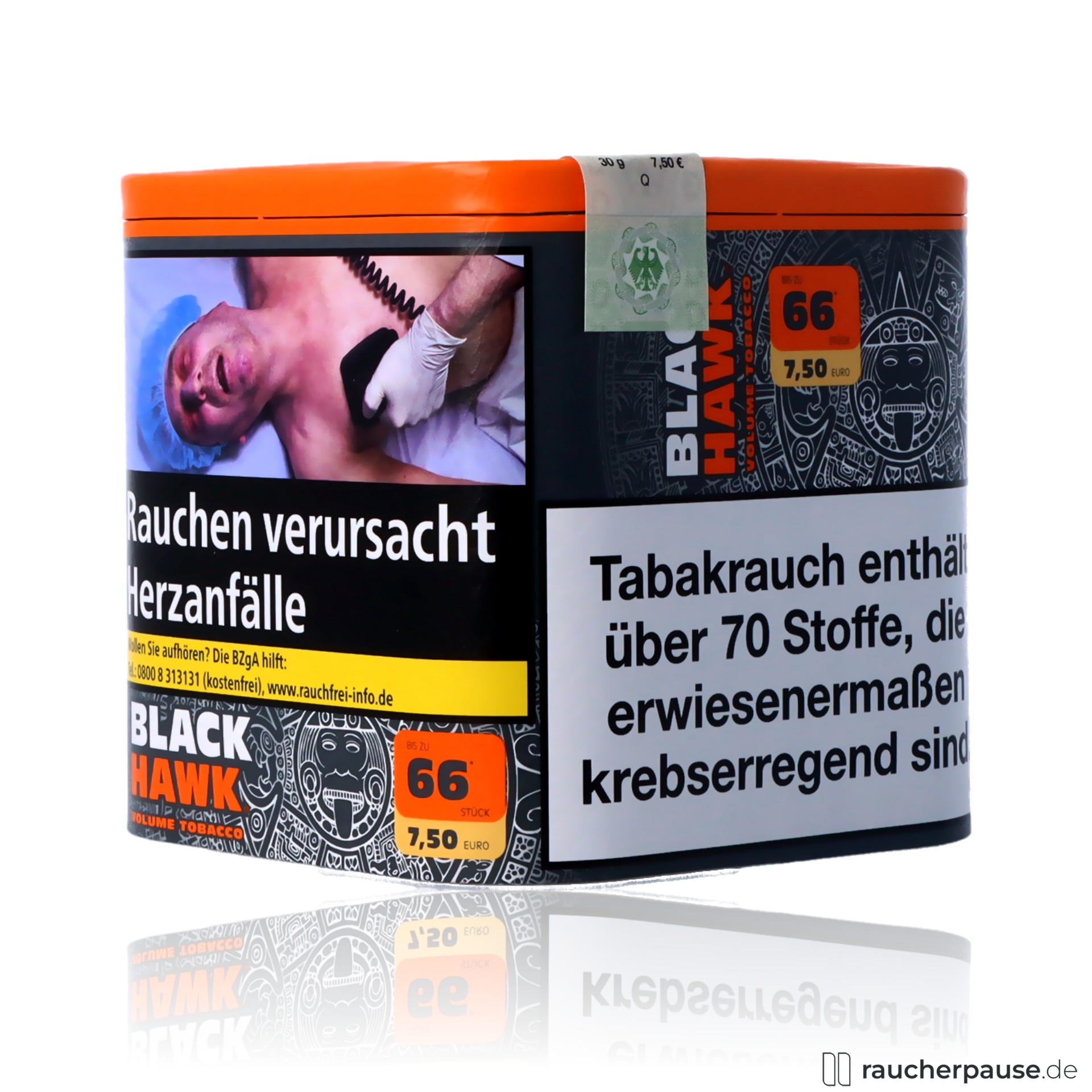 black hawk volumentabak 30g dose american blend stark wuerzig , packshot seitlich