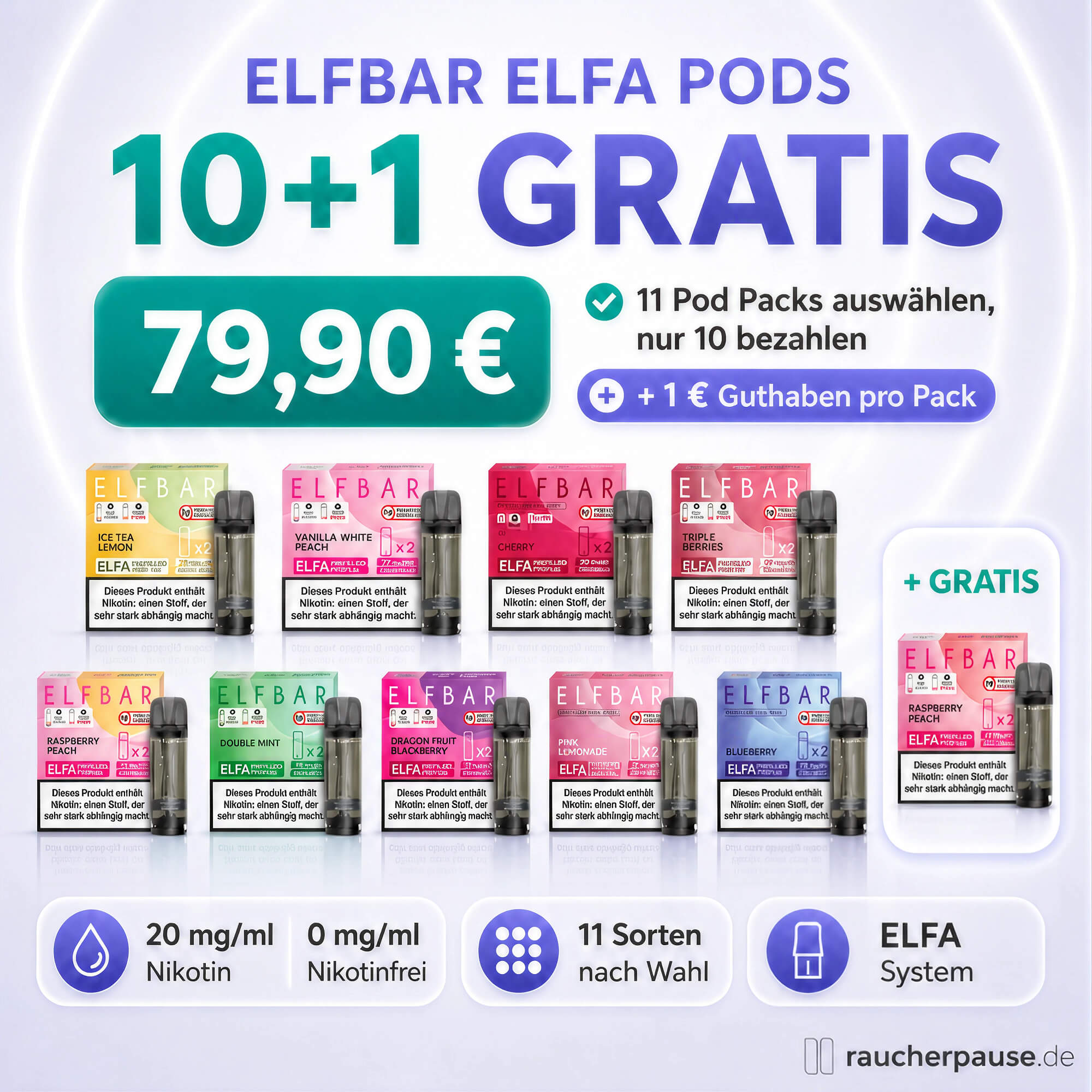 💥AKTION💥 10 + 1 Gratis Elfbar Elfa Pods Vorratsangebot