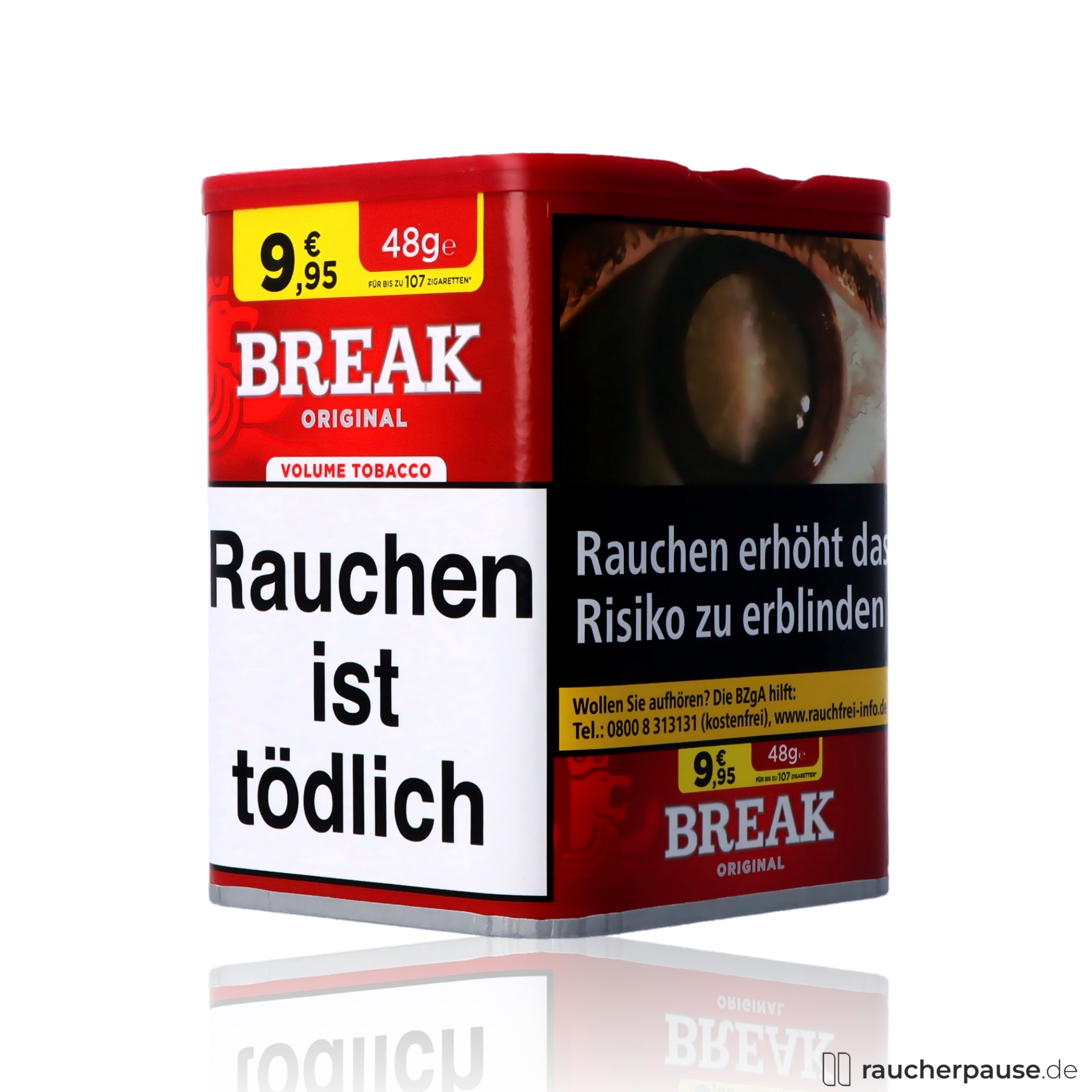 break original volumentabak 48g dose american blend ohne zusaetze , packshot hinterseite