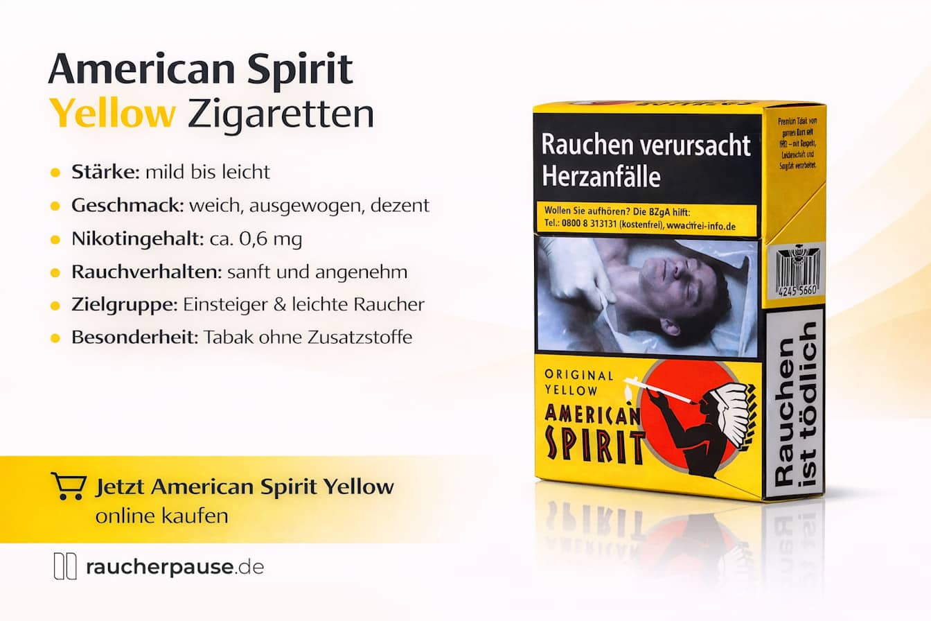 American Spirit Yellow Zigaretten kaufen – milder Tabak ohne Zusatzstoffe