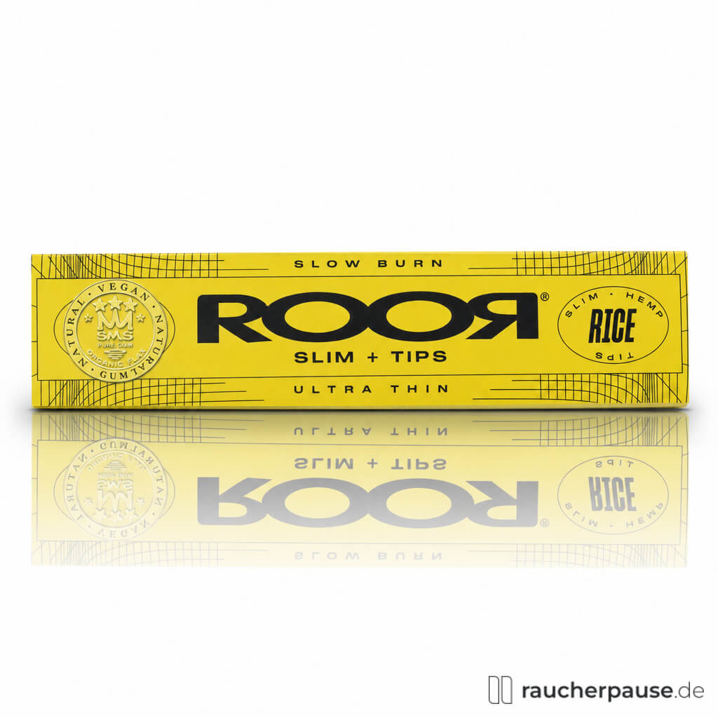 ROOR Rice Slim Zigarettenpapier mit Tips | 32 Blättchen und Filtertips