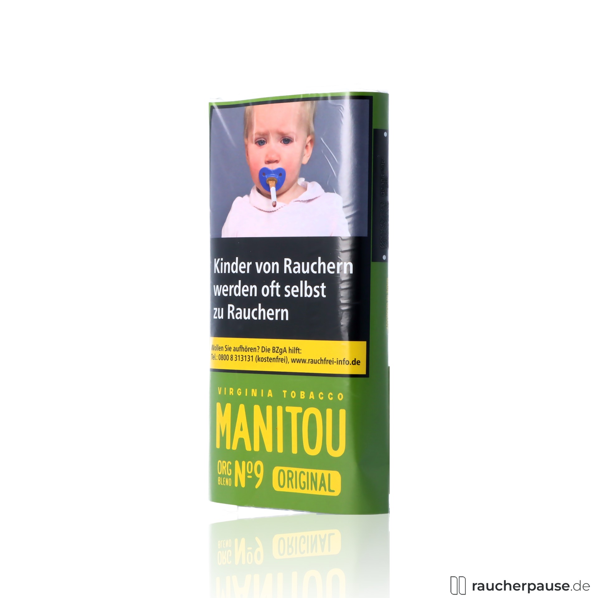 manitou org blend no9 30g green tabak ohne zusaetze wuerziges aroma , packshot seitlich