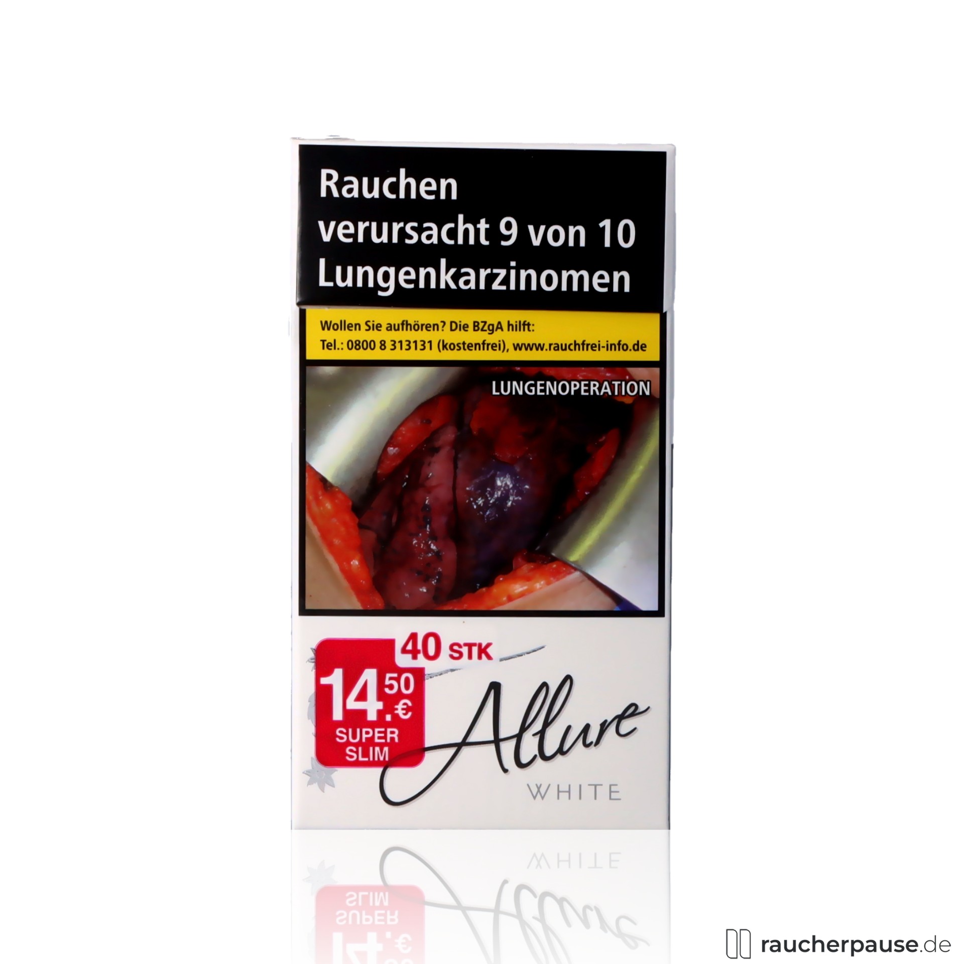 Allure Superslims White Zigaretten | 40 Stk. pro Packung | 100mm Super Slim Format Allure Superslims White Zigaretten | 40 Stk. pro Packung | 100mm Super Slim Format