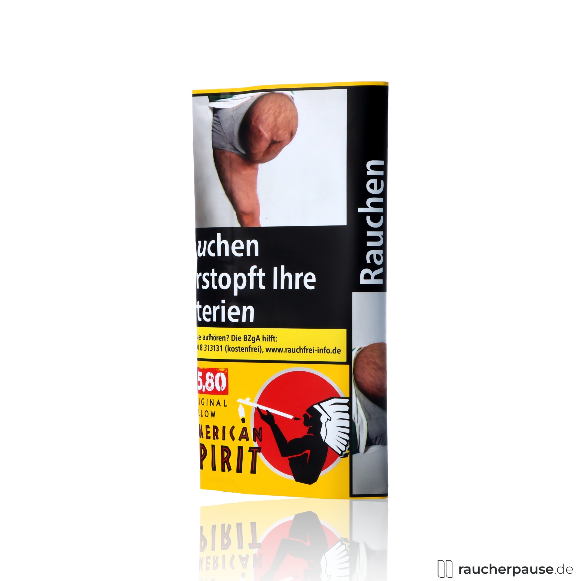 american spirit original yellow tabak 30g feinschnitt ohne zusaetze , packshot seitlich