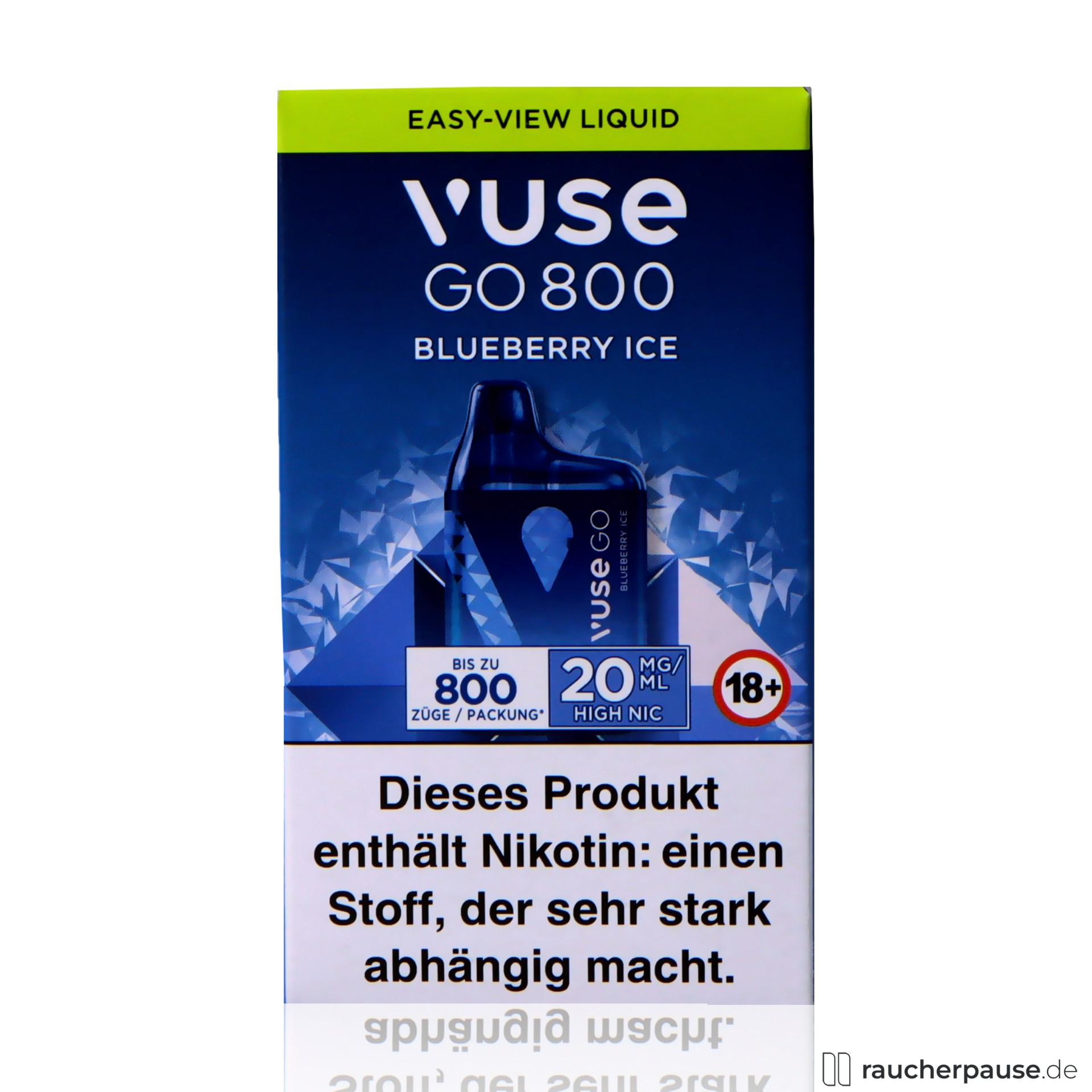 Vuse Go Box E-Shisha | Blueberry Ice | 20 mg/ml Nikotin | Blaubeere & Ice vuse, vuse go box e shisha blueberry ice ml nikotin blaubeere ice , packshot seitlich