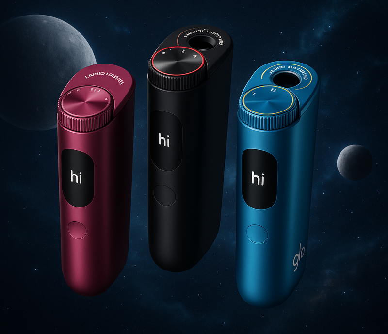 Glo Hyper Pro in Quartz Rose, obsidian black und und lapis blue im Weltall