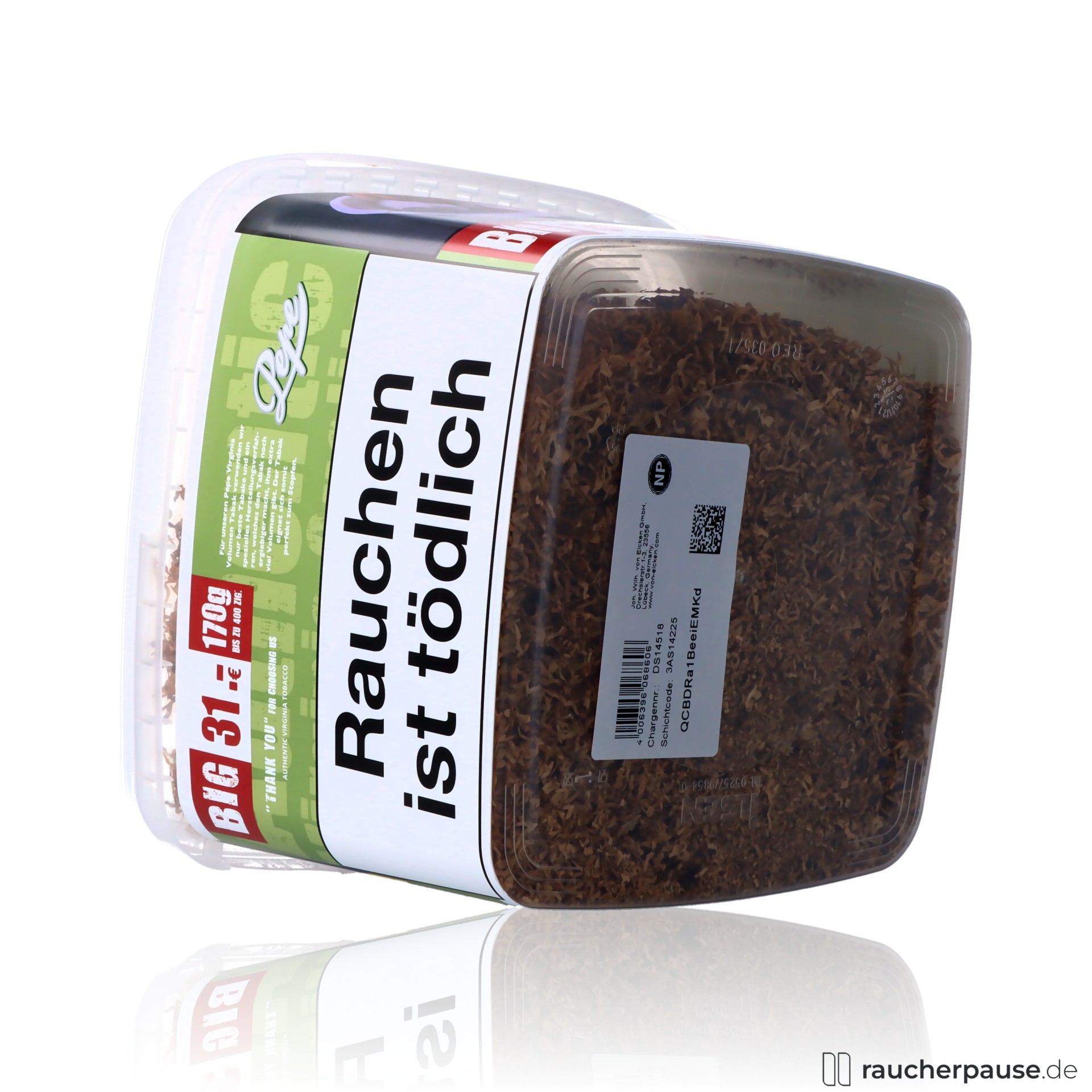 rich green volumentabak eimer virginia ohne zusaetze wuerziges aroma , packshot vorderseite