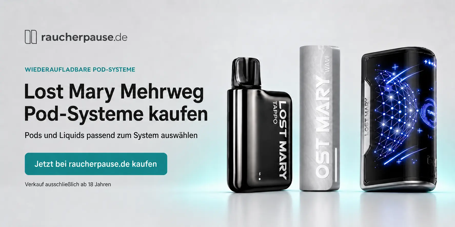 Lost Mary Mehrweg Pod-Systeme Tappo, WAVI und NERA