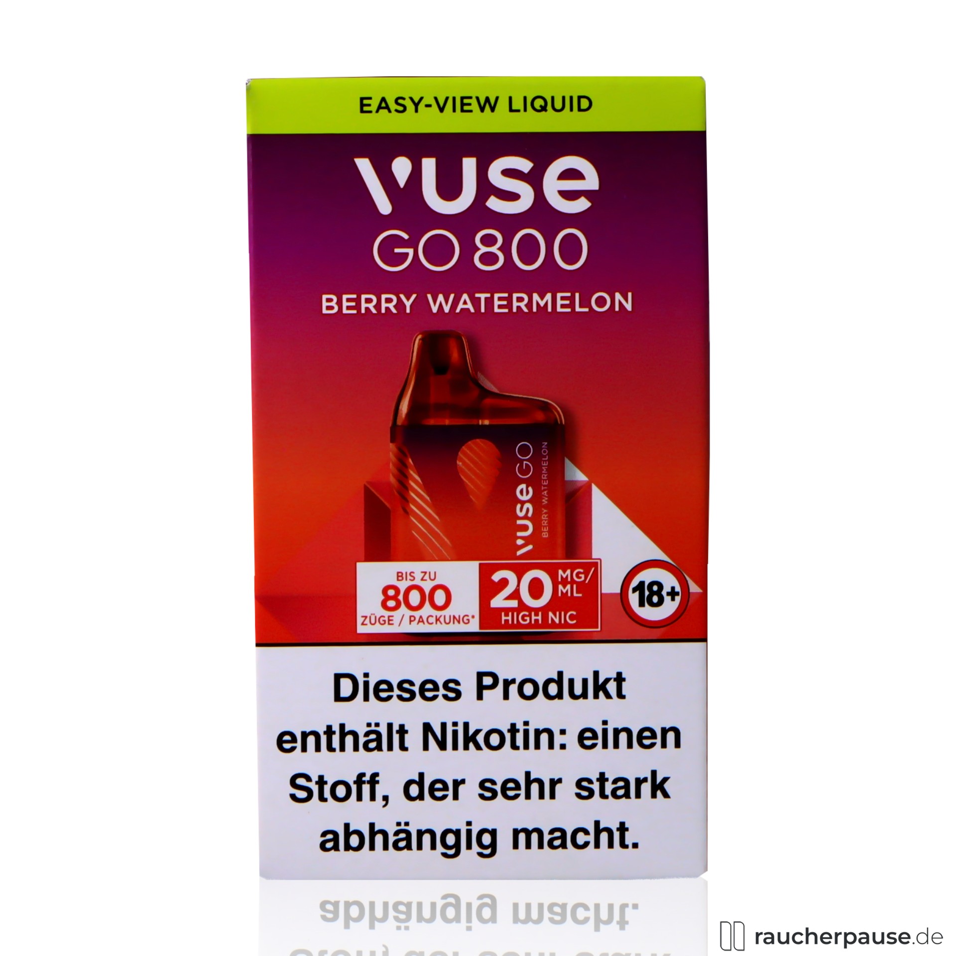 Vuse Go Box E-Shisha | Berry Watermelon | 20 mg/ml Nikotin | Himbeere & Wassermelone vuse, vuse go box e shisha berry watermelon ml nikotin himbeere wassermelone , packshot seitlich