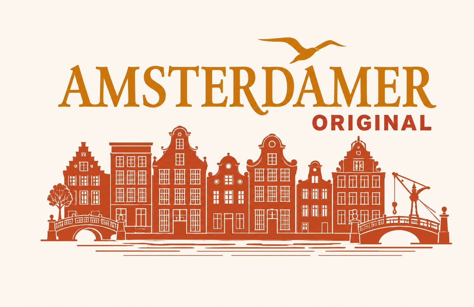 Amsterdamer Original Logo mit historischer Stadtsilhouette