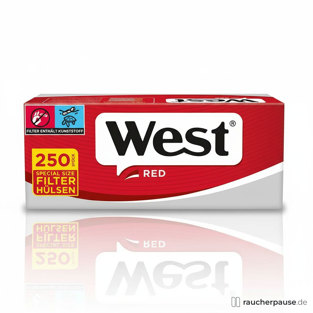 West Red EXTRA Filterhülsen 250er | 10% Tabak sparen | 8mm Durchmesser | Hochwertige Qualität