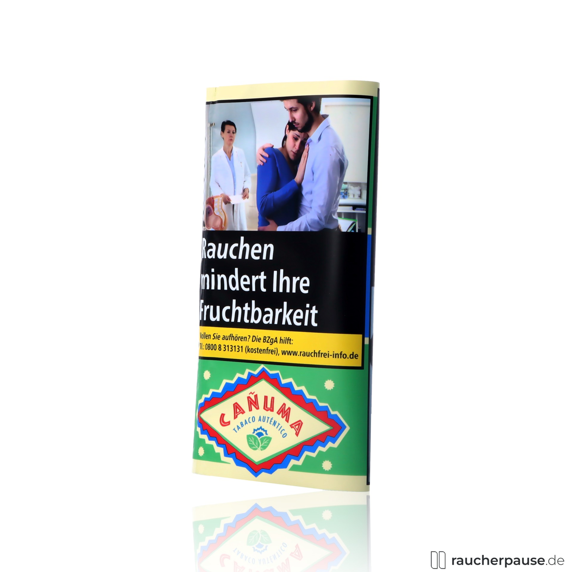 canuma zigarettentabak 30g feinschnitt burley virginia java ohne zusaetze , packshot hinterseite