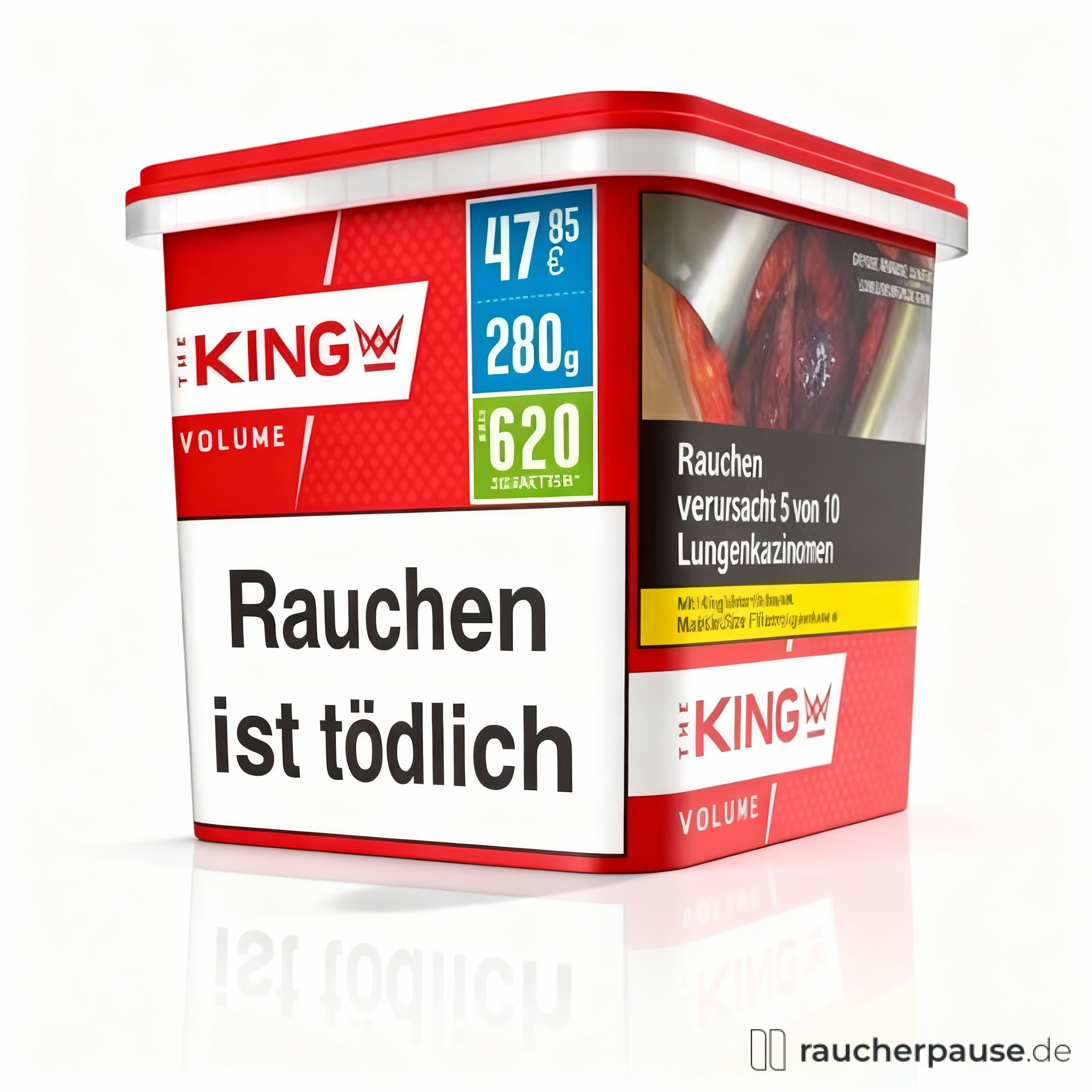 The King Red Volumentabak Mega Box 280g | Intensives Raucherlebnis | American Blend für Zigarettenstopfen