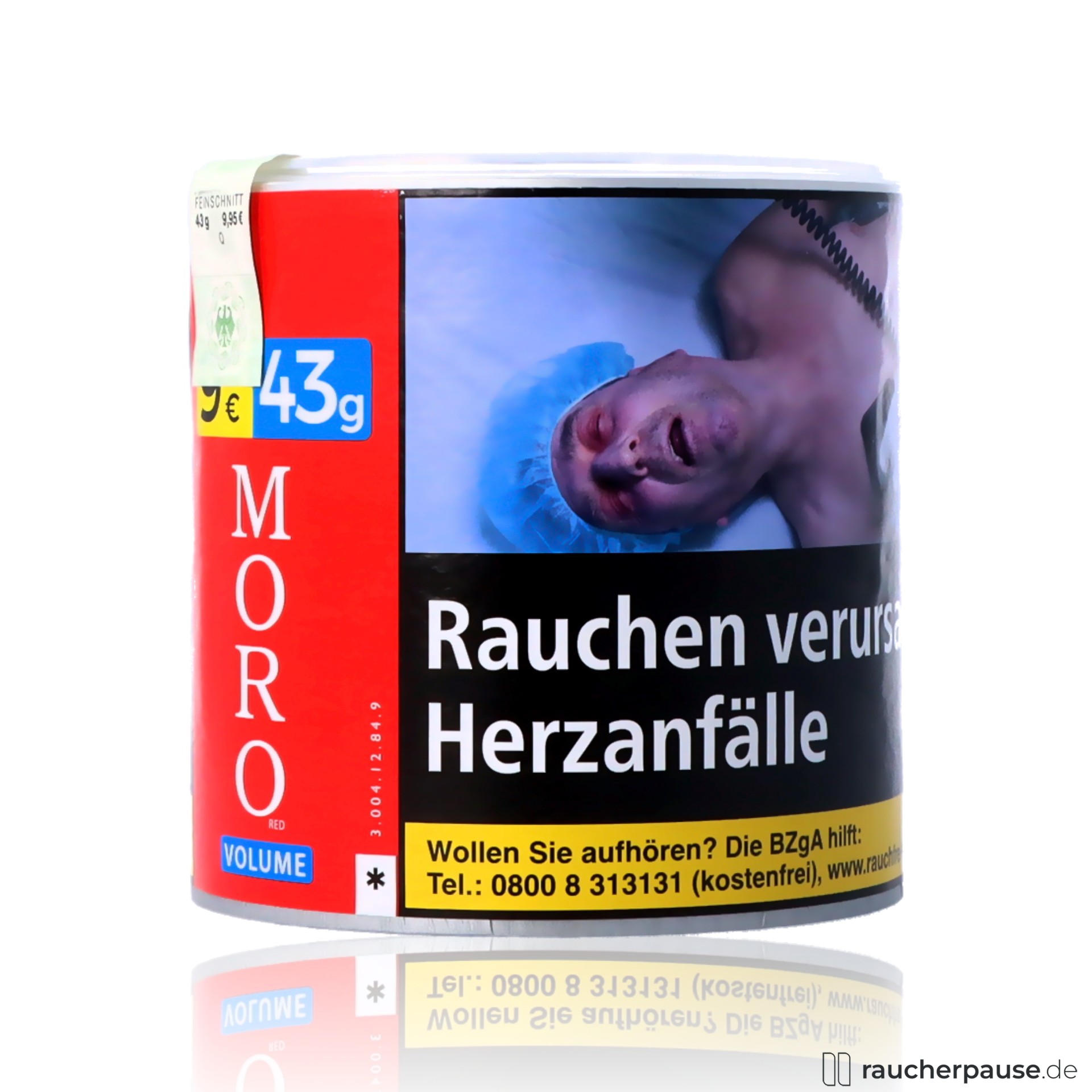 moro rot volumentabak 43g dose american blend mittlere staerke , packshot hinterseite