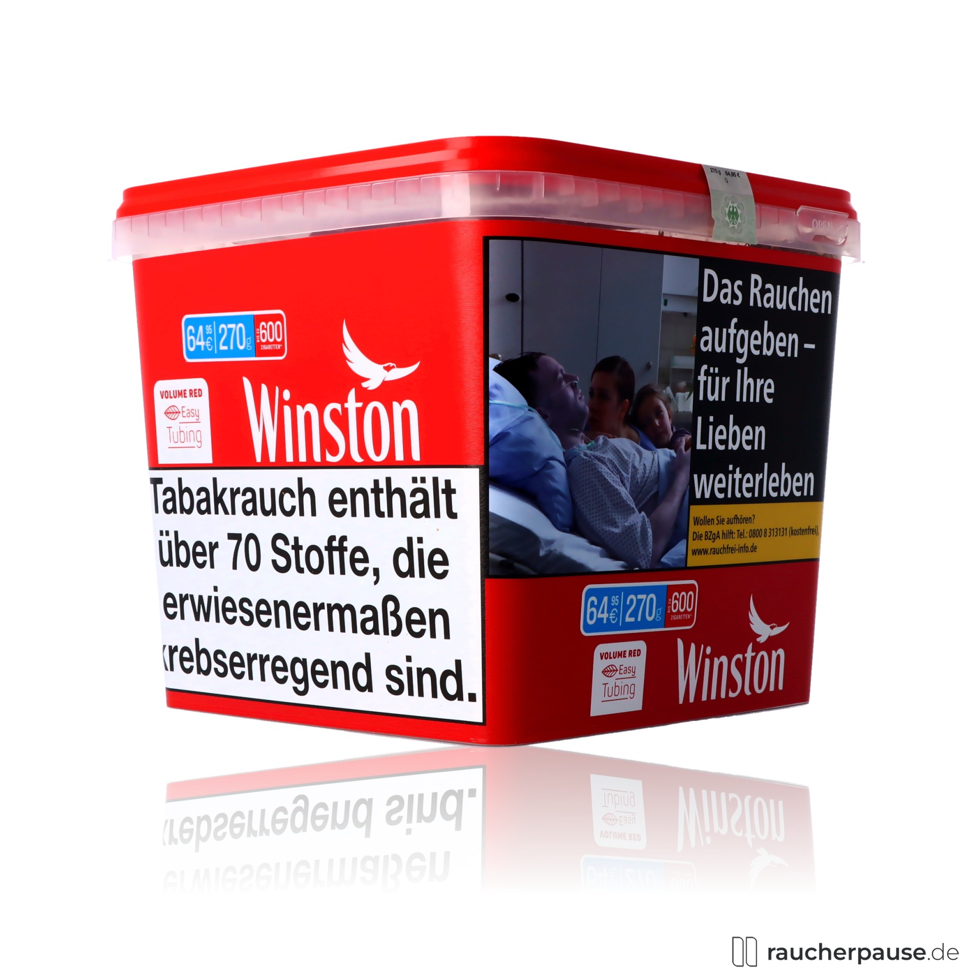 winston titan red volumentabak eimer wuerziges aroma american blend , packshot hinterseite
