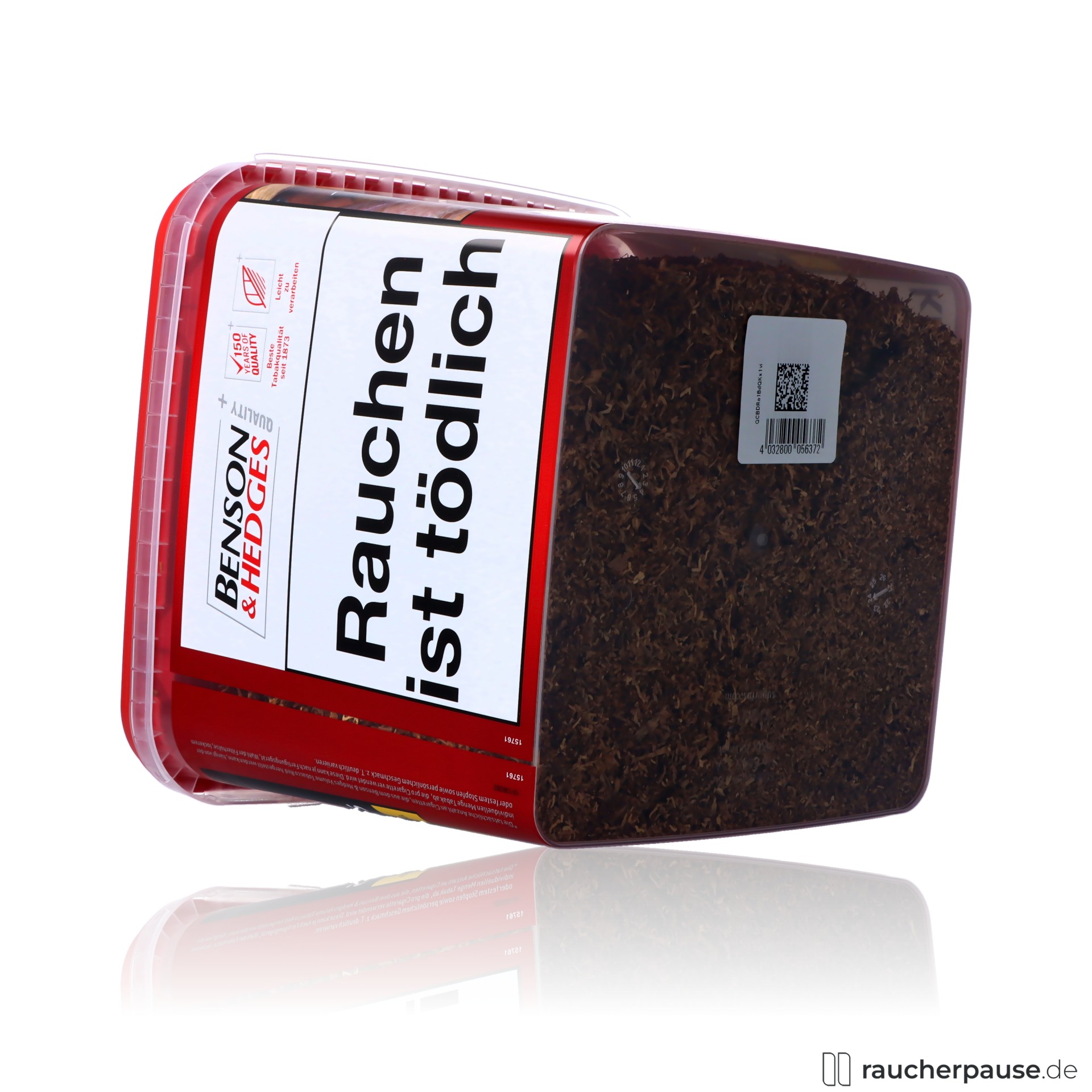 benson hedges volumentabak rot eimer bis zu zigaretten , packshot seitlich