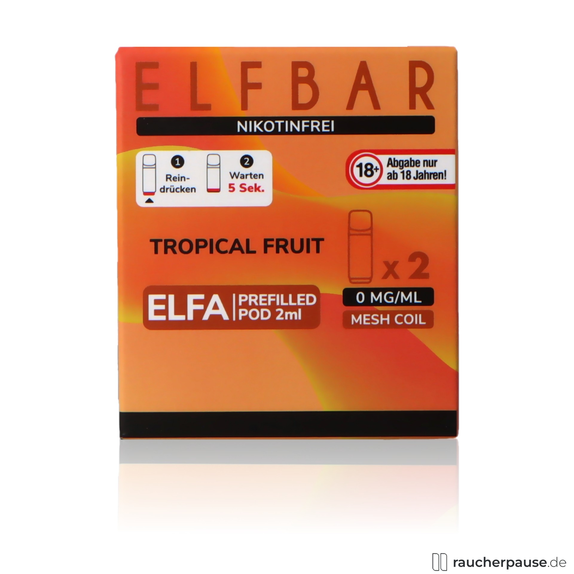 Elf Bar Elfa Prefilled Pods Tropical Fruit | Nikotinfrei | 2x2ml elfbar, elf bar elfa prefilled pods tropical fruit nikotinfrei , packshot hinterseite