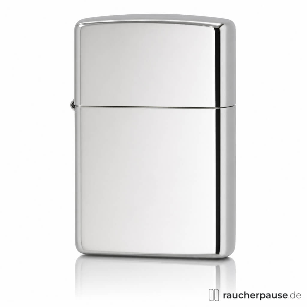 Zippo Feuerzeug Chrom poliert in quadratischer Box mit glänzender Oberfläche