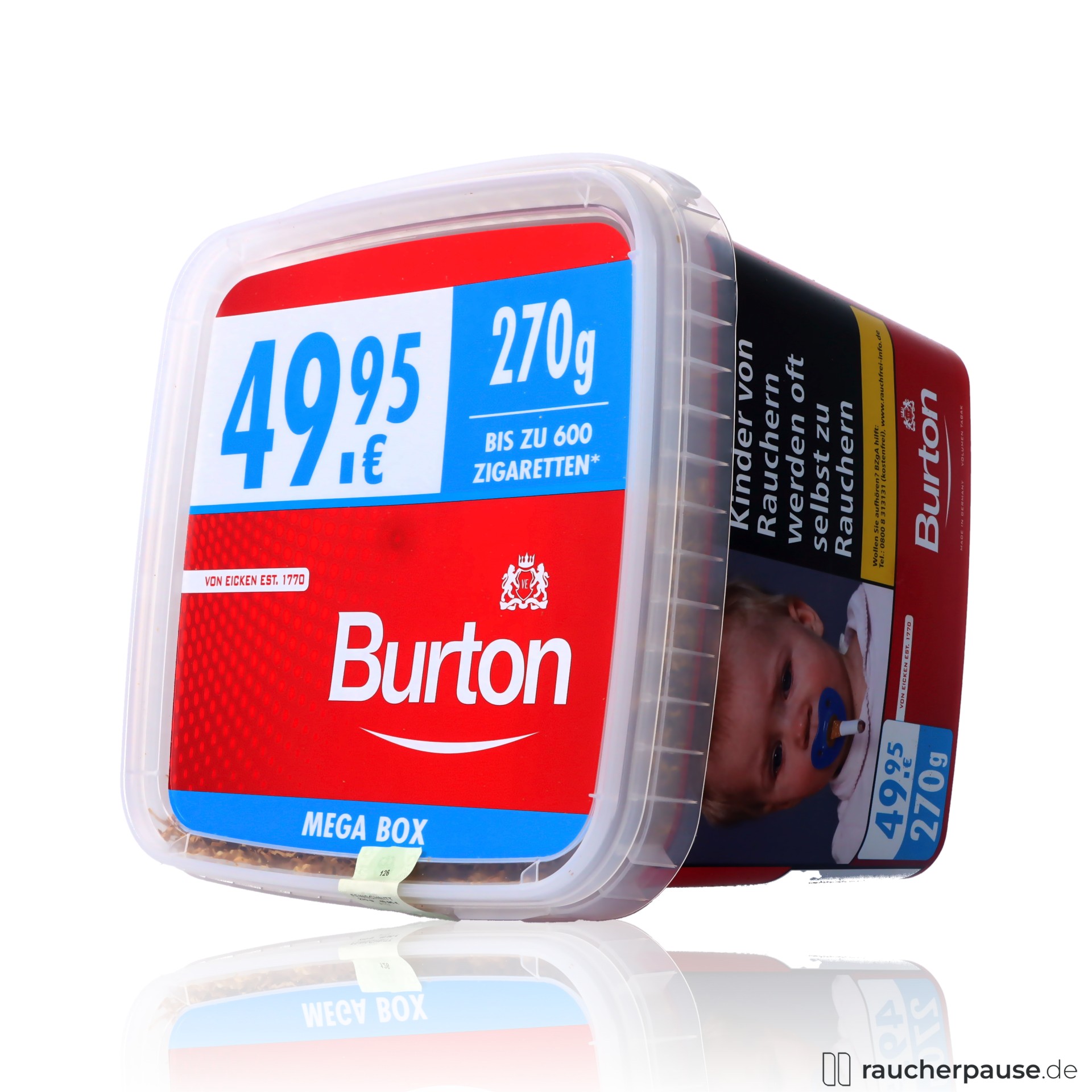 burton red volumentabak eimer voller geschmack , packshot hinterseite