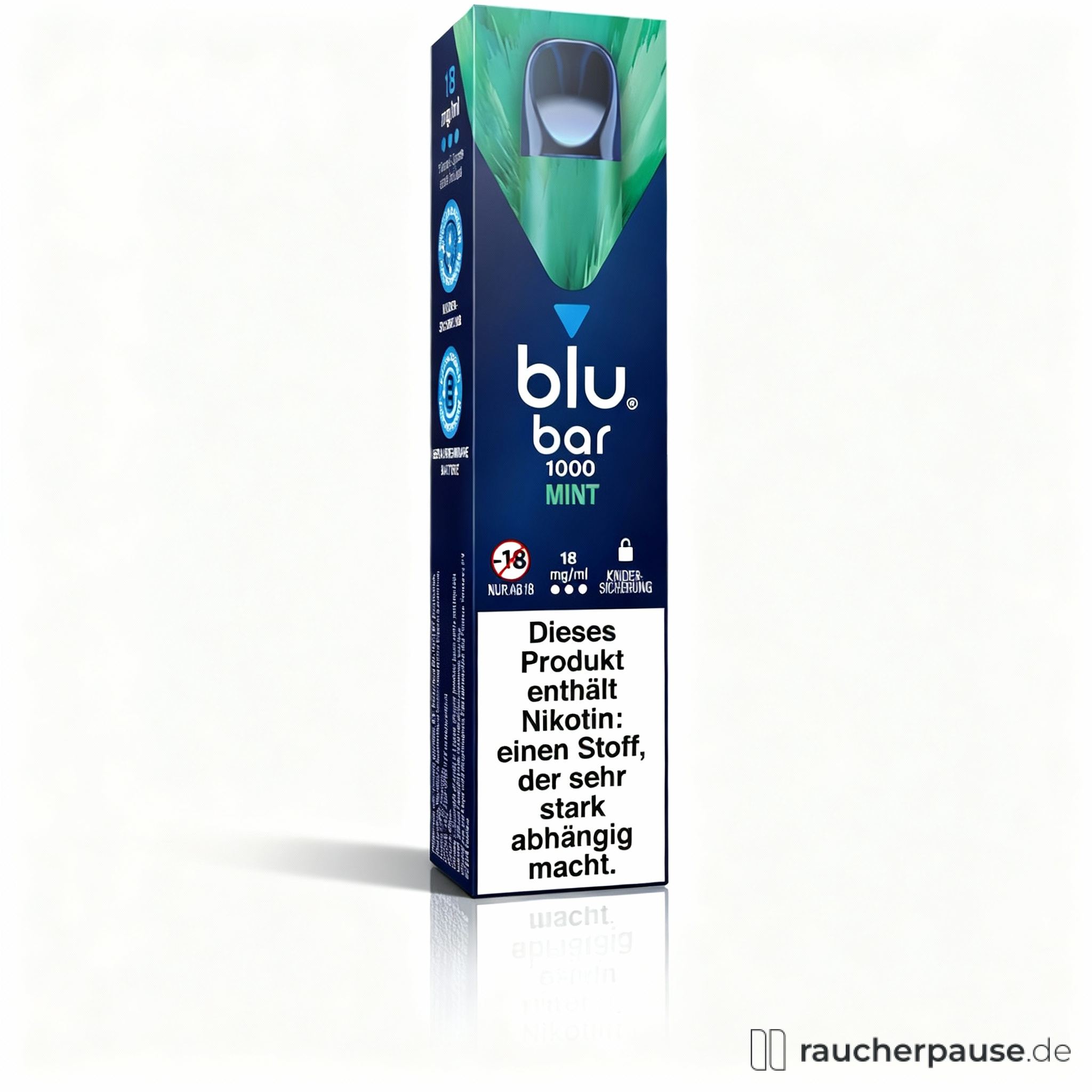 blu bar 1000 Einweg E-Zigarette Mint | 18 mg Nikotin | Erfrischender Genuss für unterwegs | Bis zu 1000 Züge
