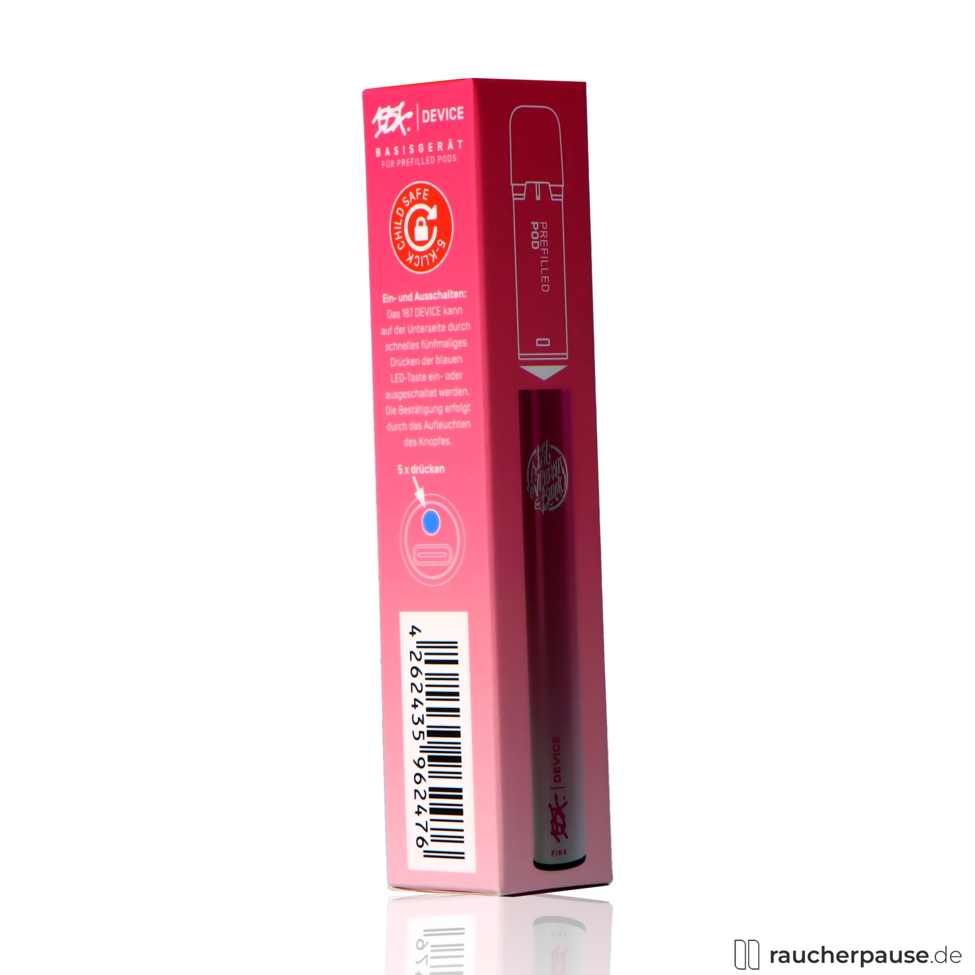 strassenbande e zigarette pink usb c kompakt , packshot hinterseite