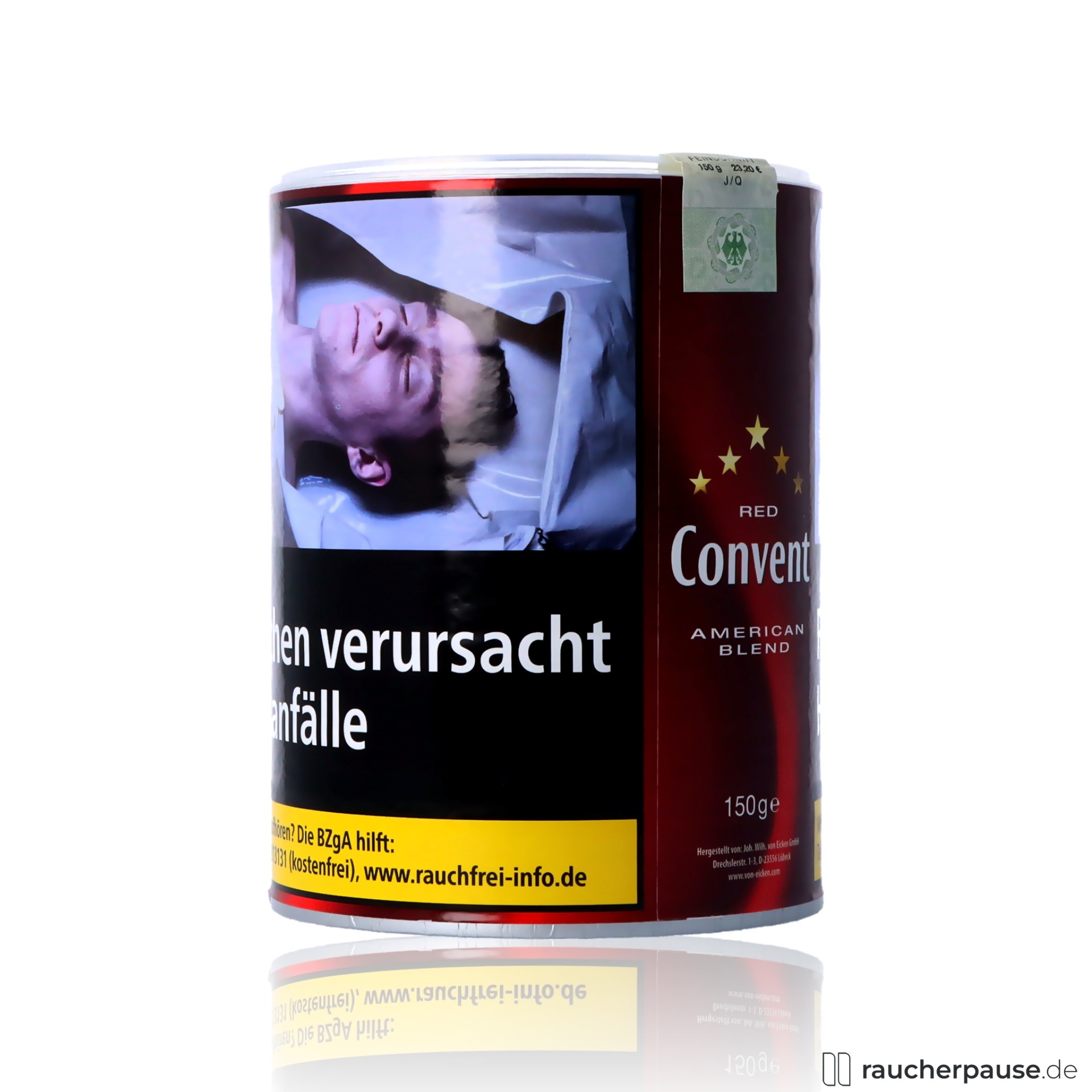 convent american blend zigarettentabak dose aromatisch ergiebig , packshot hinterseite
