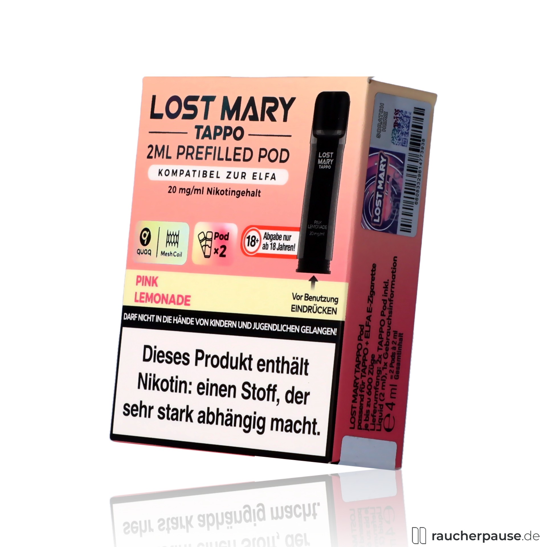 Lost Mary Tappo Pods | Pink Lemonade | 20mg | 2x2ml Lost Mary Tappo Pods | Pink Lemonade | 20mg | 2x2ml