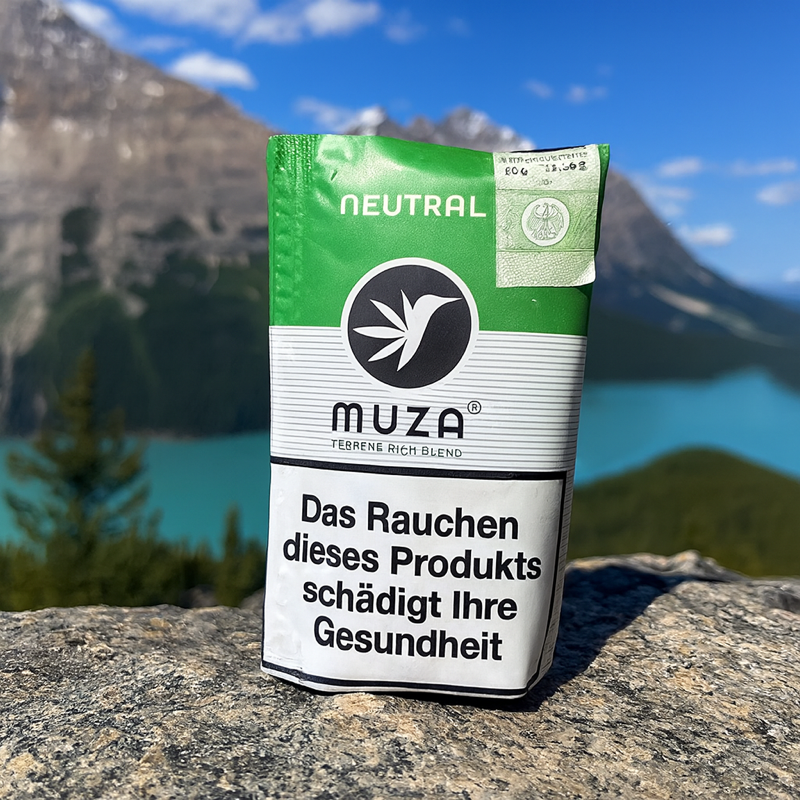 Muza Tabak Neutral Packung vor dem Peyto Lake in Kanada