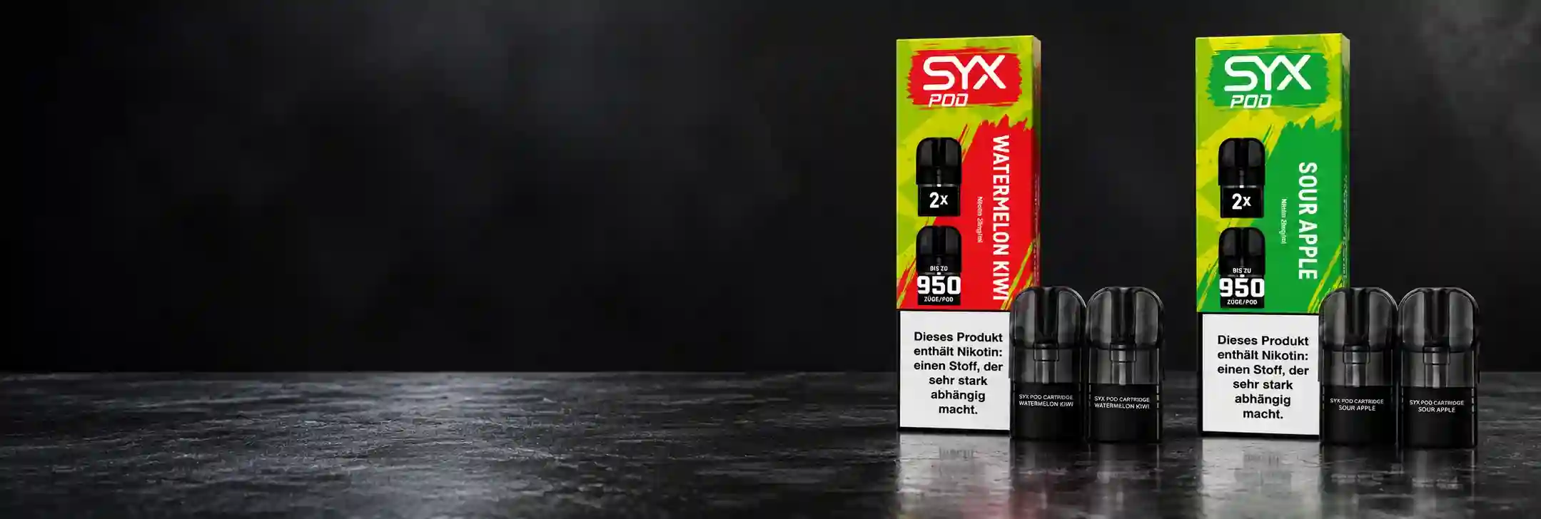 SYX Pods mit SYX Pod Device und fruchtigen Geschmacksrichtungen
