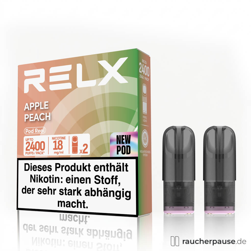 RELX Real Apple Peach Prefilled Pods | 2 Stück | 18 mg/ml Nikotin